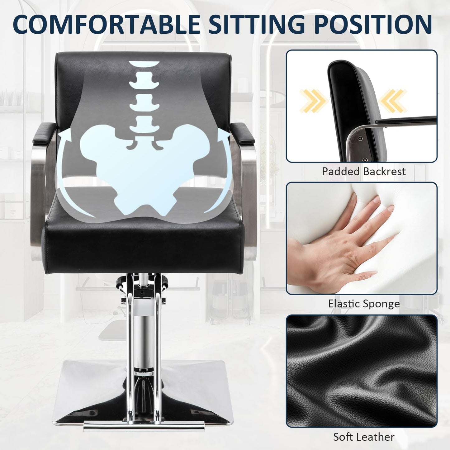 Hairdresser Barber Salon Chair,Capacity 330 Lbs - with Heavy Duty Hydraulic Pump, 360° Swivel Adjustable Spa Beauty Equipment, Hair Stylist Women Man for Barbershop,Home Hairdresser (Black)