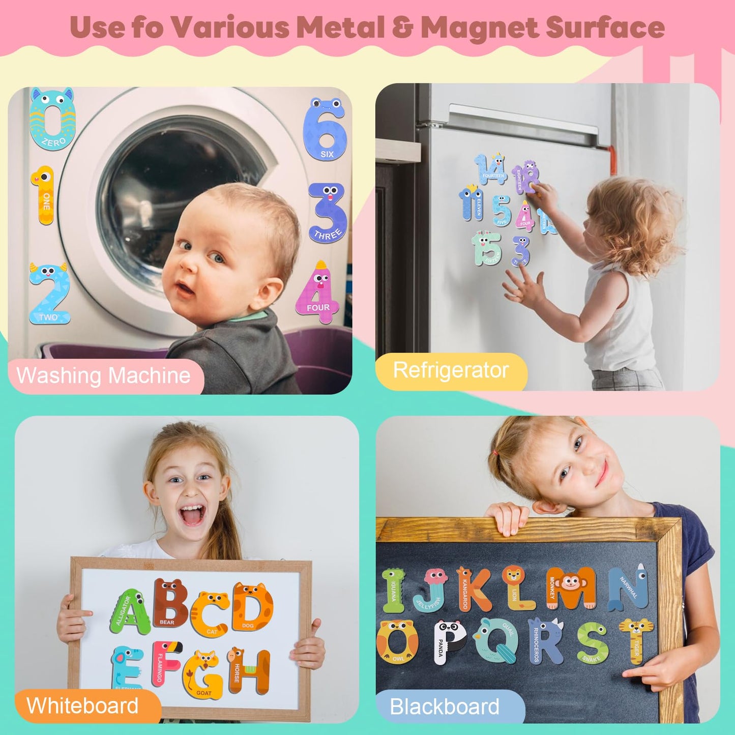 Magnetic Letters and Numbers, 52 Pieces Colorful Fridge Magnets for Toddlers 3-5, 26 Uppercase Magnetic Letters 21 Numbers 5 Symbols, for Kids Toddlers Preschool Spelling Learning