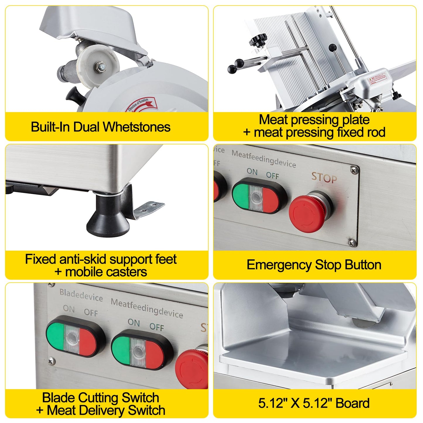 Commercial Meat Slicer, Electric Deli Slicing Machine,Electric Deli Slicing Machine with 12" Blade,Adjustable Thickness 0-15Mm, Low Noise Food Cutter for Restaurant and Home