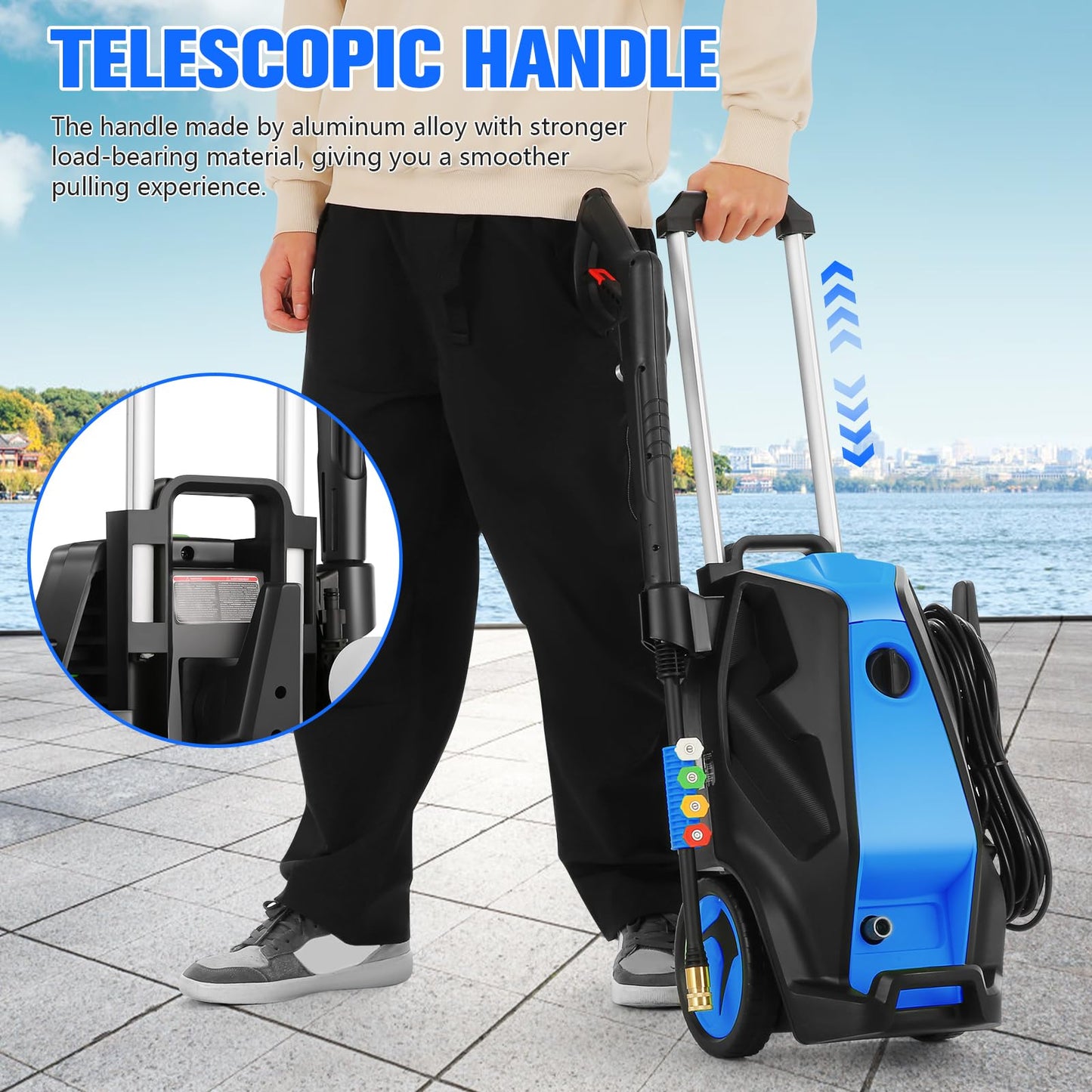 Imdot 5000PSI 4.0GPM Heavy Duty Electric Pressure Washer with 33 FT Extension Hose, 4 QCNozzles and 500ml Foam Cannon for Cars/Fences/Driveways/Patios/Home Cleaning, Deep Blue