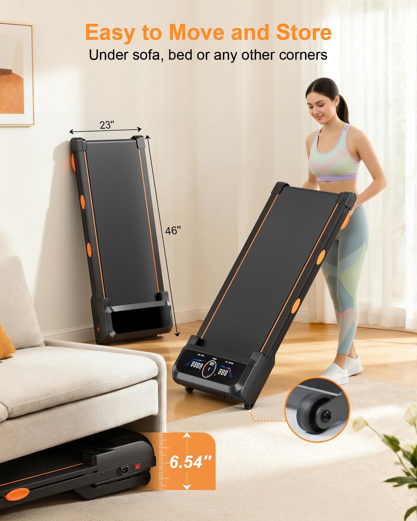 Walking Pad Treadmill with 17% Auto Incline 12-Level, 450 lbs Capacity RGB UI Screen, 3 in 1 Under Desk Treadmill with Auto Incline & Bluetooth Speaker, 3.5HP Quiet Portable Treadmills for Home, APP