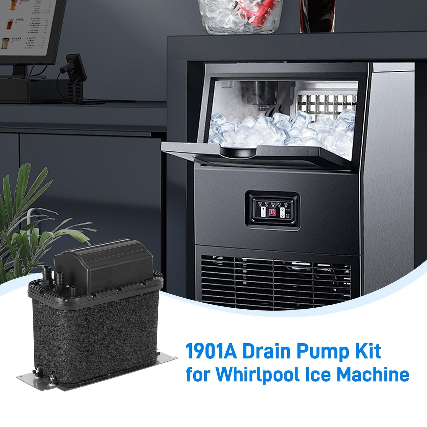 1901A Drain Pump Compatible with Whirlpool, Ice Machine Drain Pump Replaces 1901, 2185528, 2208534, 2310253, AH3650734, EA3650734, PS3650734 Compatible with Whirlpool 1901A Genuine OEM Drain Pump Kit