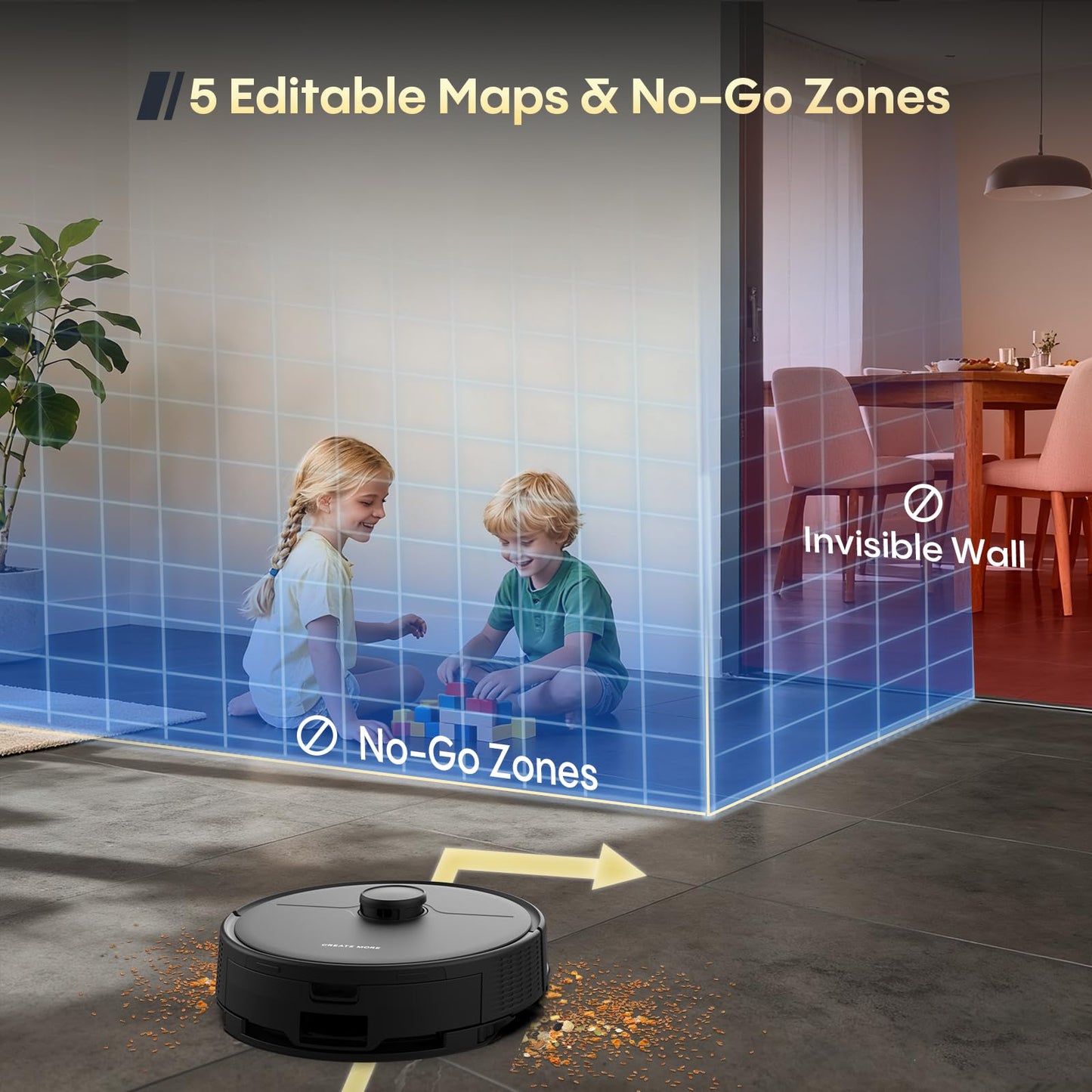 eitton Robot Vacuum and Mop, Self Emptying, 6000Pa Suction, Advanced Smart Mapping, Easy Custom 4 in 1 Robotic Vacuum for Pet Hair, Dust, Carpet, WiFi/Alexa