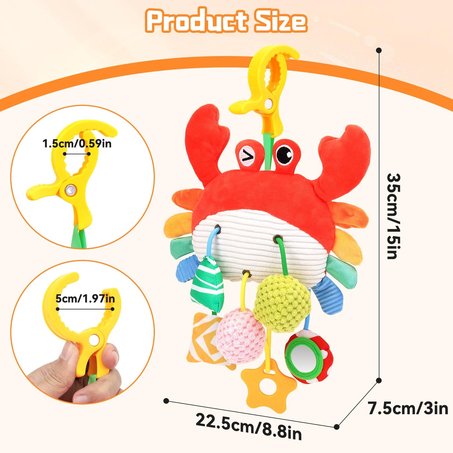 MPQMPQ Car Seat Toys for Babies 0-6 Months, Baby Hanging Toys for Car Seat, Stroller, Crib, Gym with Pulling Cords, Rattle, Mirror, Stroller Toys for Baby Infant Newborn Toddler Boy Girl Easter Gifts