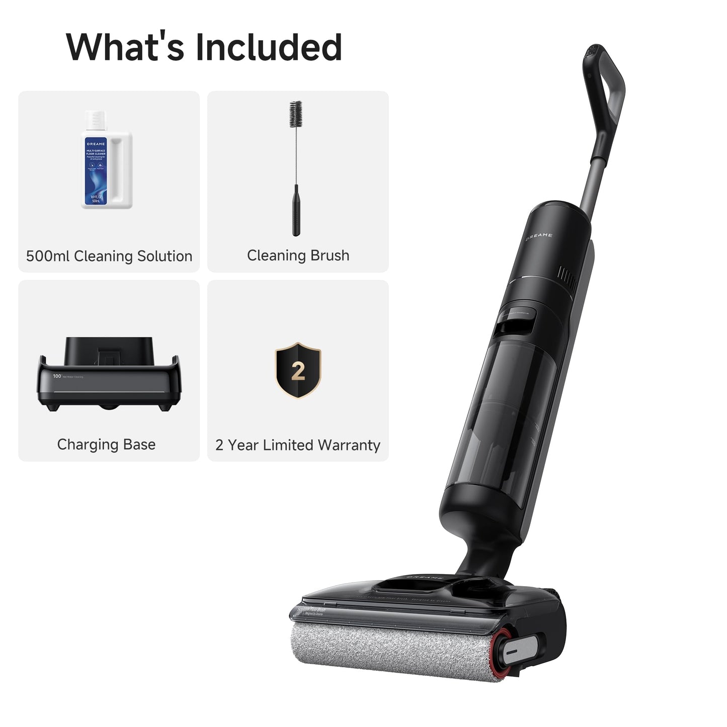 DREAME H12 FlexReach Vacuum Mop, 0 Tangle Wet Dry Vacuum Cleaner, Cordless Vacuum Mop All-in-One for Hard Floors, 180° Lie-Flat Floor Cleaner Machine with 194°F Hot Self-Cleaning, 50Mins Runtime