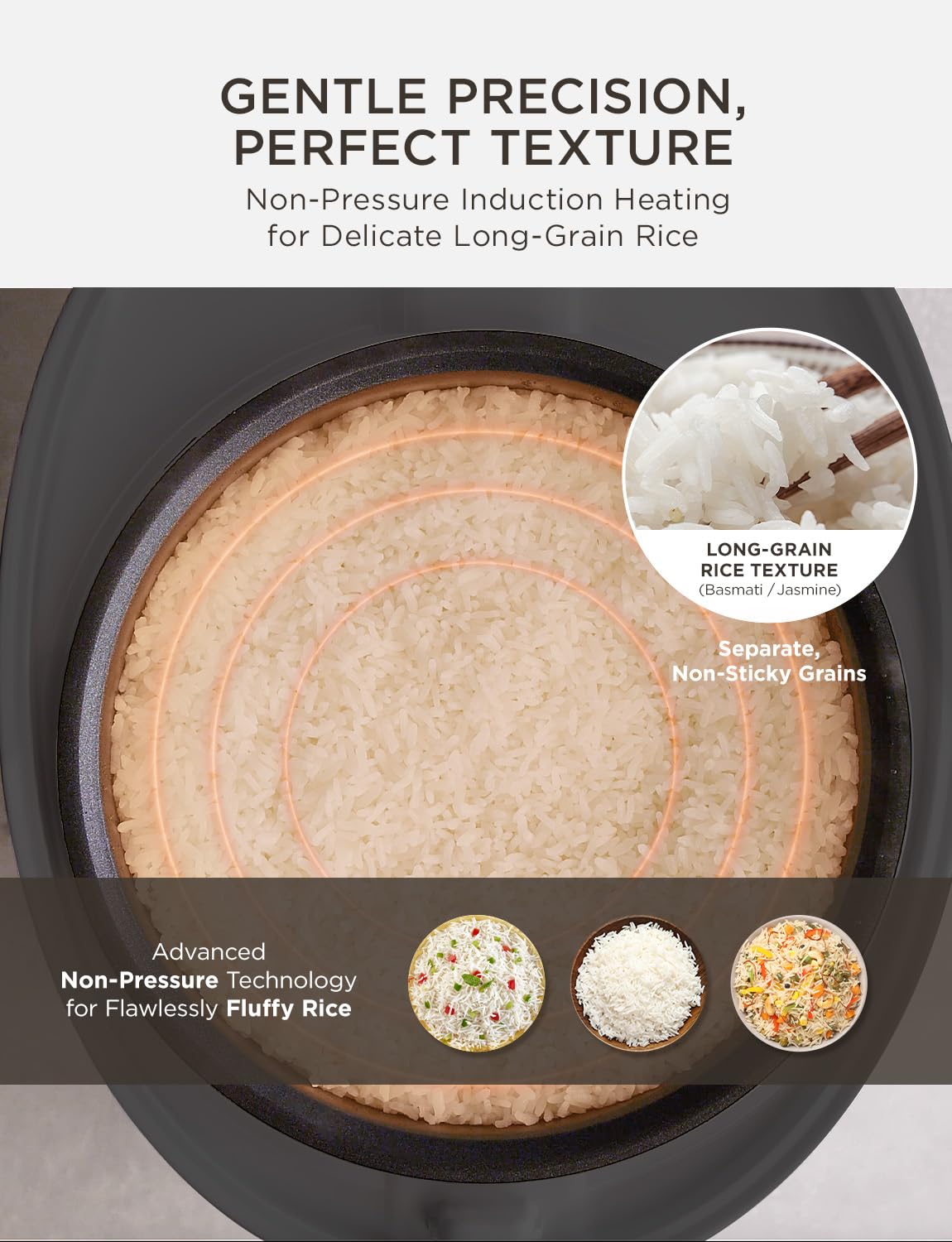 CUCKOO Non-Pressure Rice Cooker 8-Cup Uncooked / 16-Cup Cooked with Induction Heating Technology, Versatile Rice Maker with 12 Menu Options and Steam Plate, Voice Guide, Gray (CR-HA0810FG)
