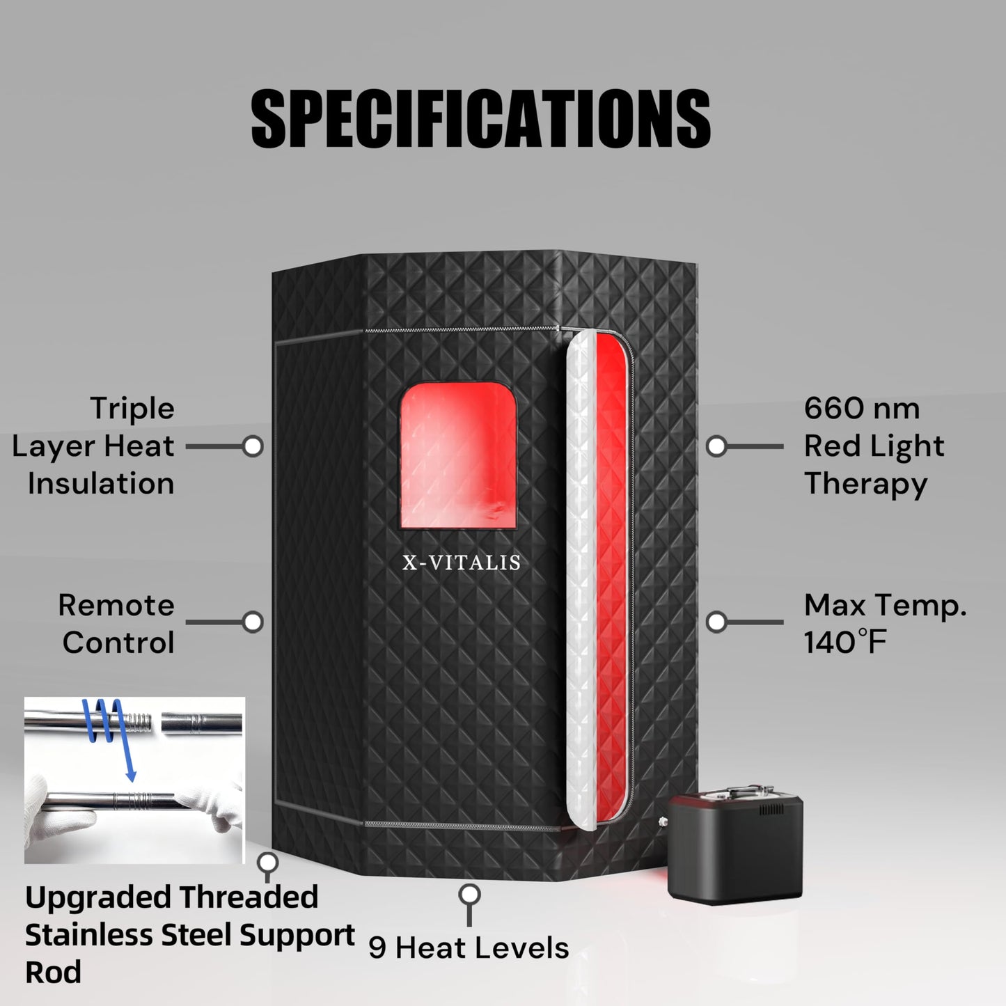 Upgraded Steam Sauna Portable with Red Light Therapy with Ice Bath Tub for Home Personal Home Spa Contrast Therapy (Black)