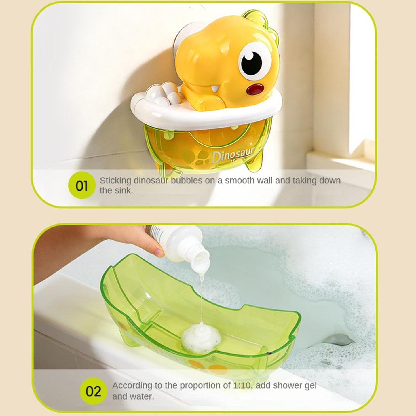 Bath Bubble Machine - Light-Up Dinosaur Shape Toy - Automatic Bubble Maker Bathroom Toy - for Birthday Party Outdoor Garden Pool Beach Kids Girls Aged 1-8