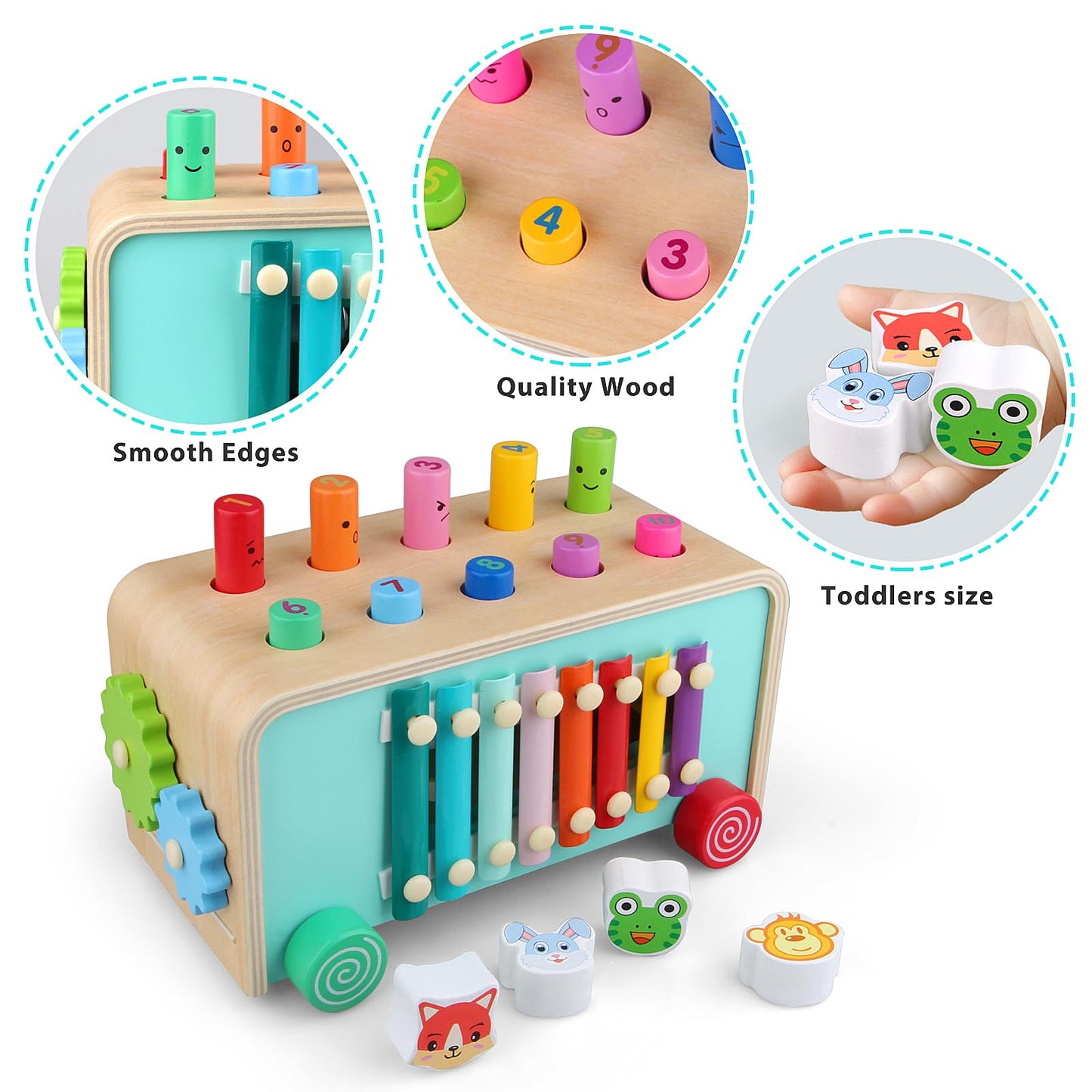 LAAVII Montessori Baby Hammer Pounding Toy for Toddlers Boys Girls 2 3 4 Years Old, Educational Learning Toy Xylophone Color Shape Easter Basket Stuffers for Toddlers Valentine's Day Gift