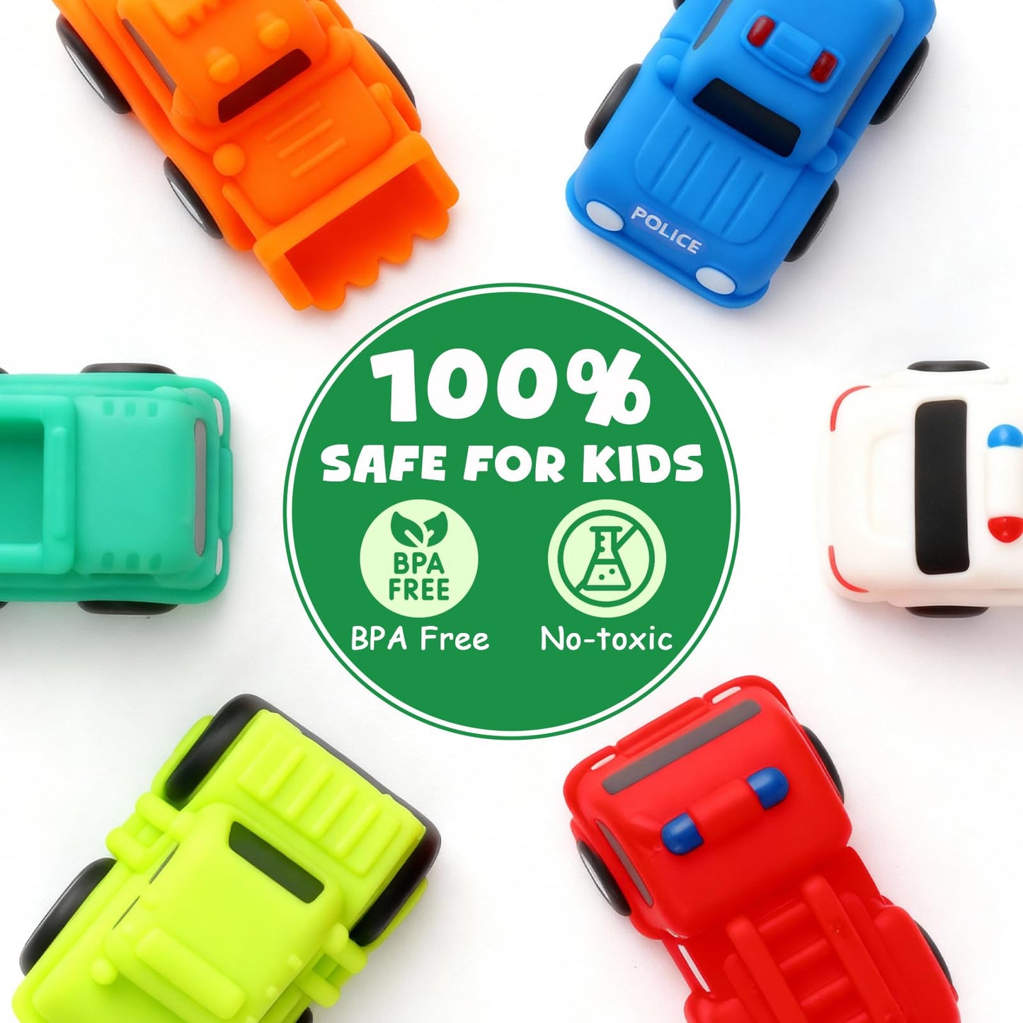 Baby Bath Toys, 6 Pack Light Up Cars Bath Toys, No Hole No Mould Bathtub Toy for 1 2 3 Year Olds, Flashing LED Sensory Toy for Toddlers, Bath Time Shower Gifts for Boys and Girls