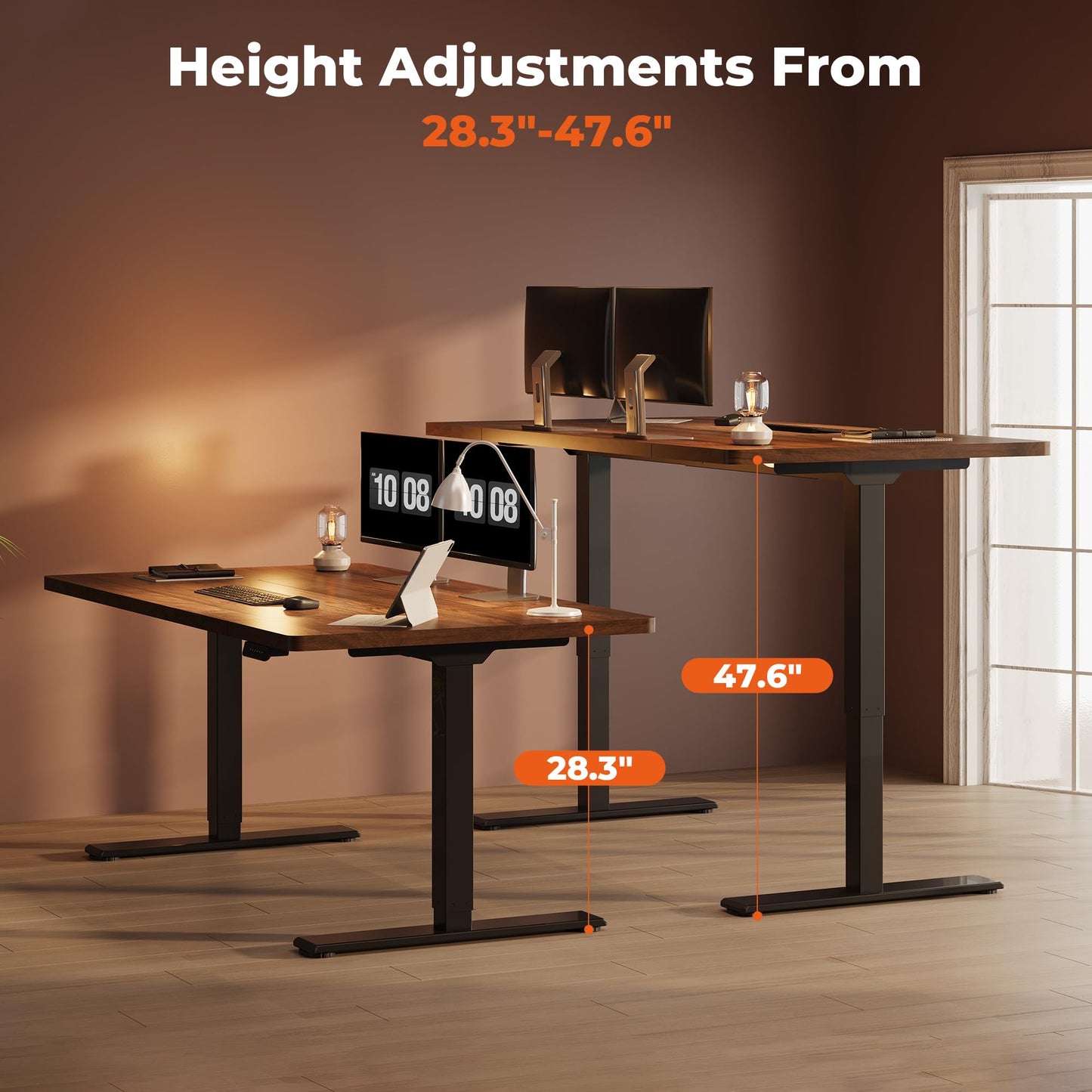 FitStand Dual Motor Standing Desk, Large Stand Up Desks, 79x31 Inches Electric Sit Stand Desks, 4 Memory Preset Adjustable Height Computer Table for Home Office with Splice Board (Brown)