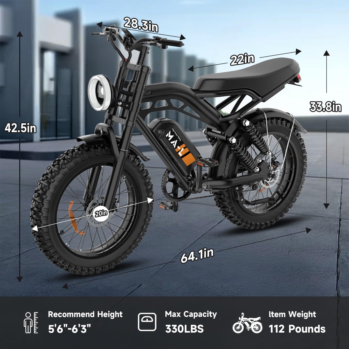 HiKeep Electric Bike for Adults - 20 x 4 Inch Fat Tire Ebike, 750W/Peak 1500W Motor Ebike, 48V15.6AH, 4 Riding Modes Electric Dirt Bike, 7 Speed Electric Motorcycle, Safety Tested to UL 2849