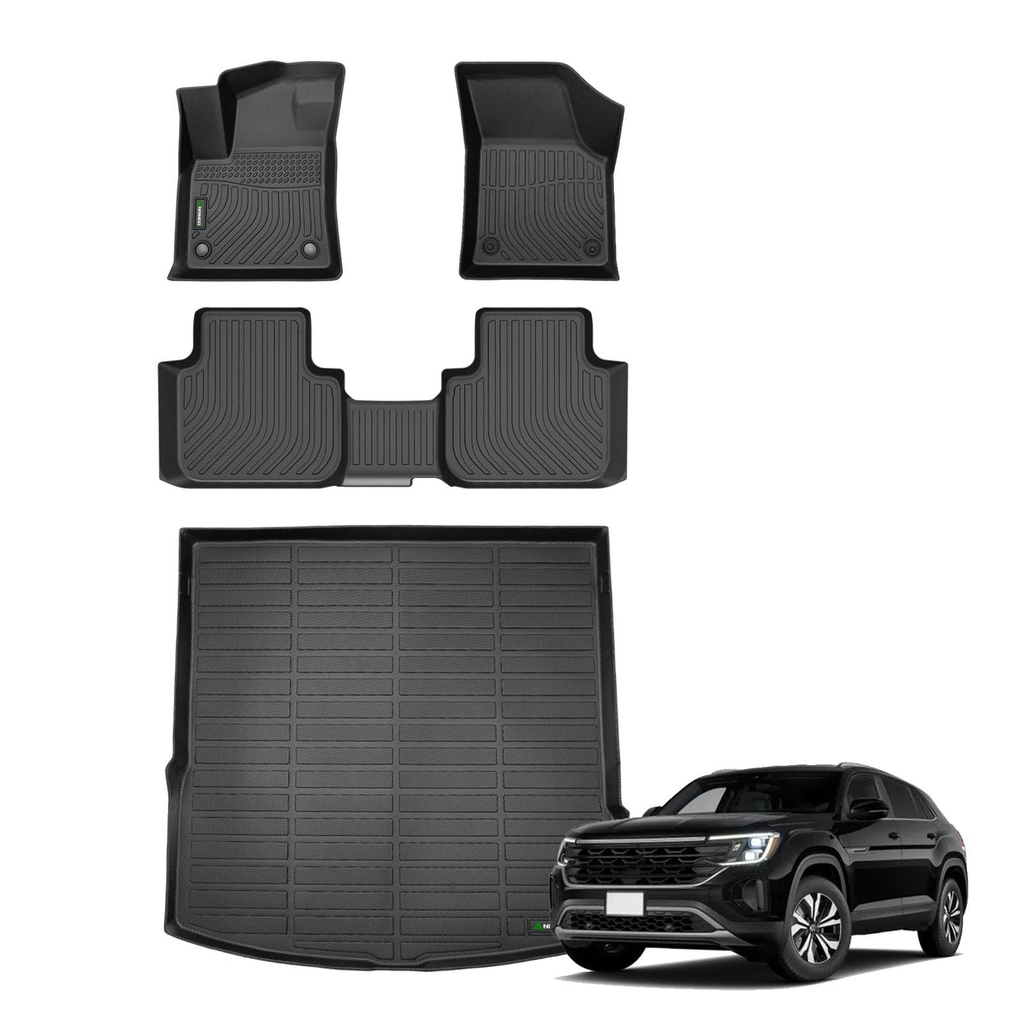 ANBINGO® Floor Mats & Cargo Liner for VW Atlas Cross Sport 2020 2021 2022 2023 2024 2025 2026 (5 Passenger), SE/SEL/SEL R-Line/SEL Premium R-Line, Waterproof Car Floor Liners Full Set