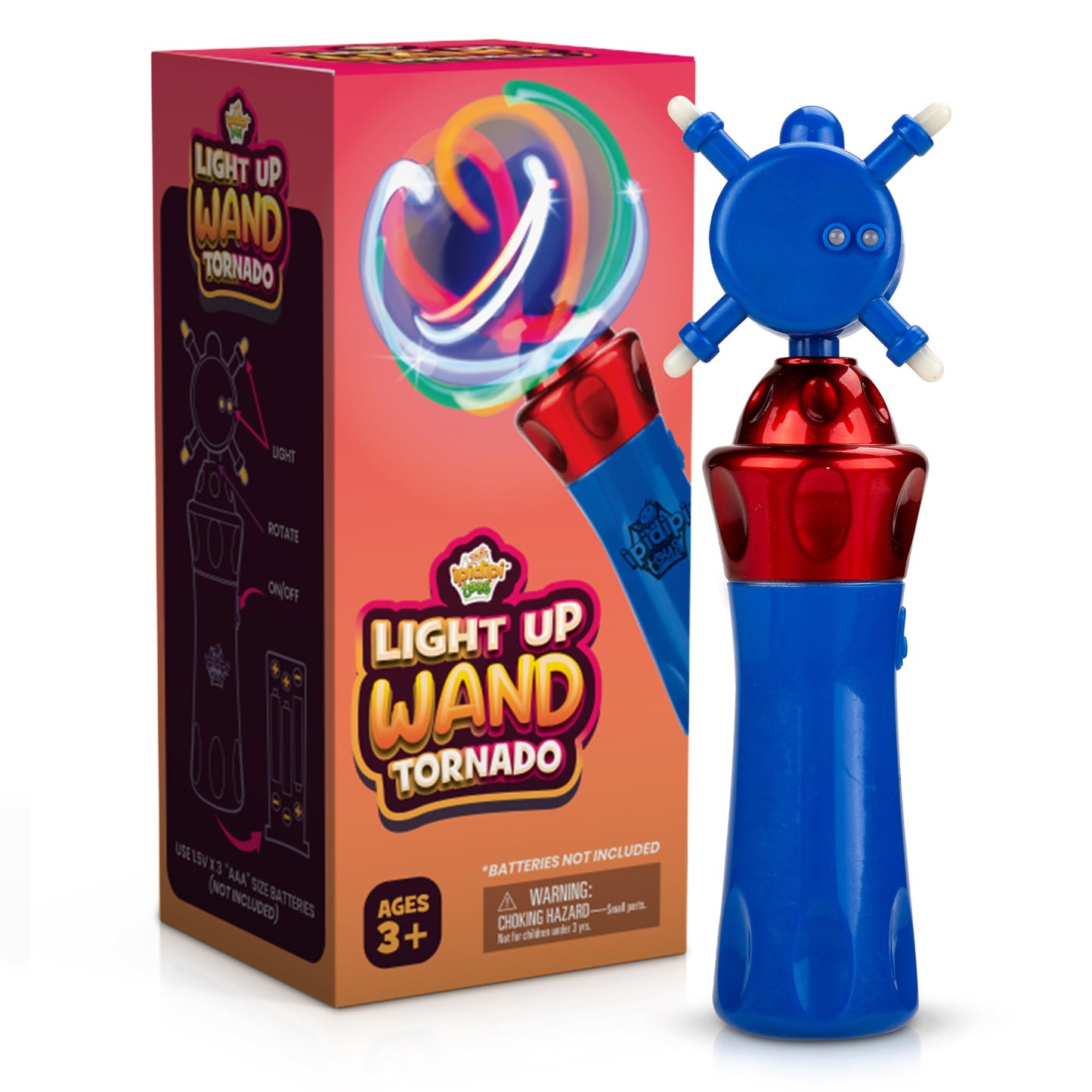 IPIDIPI TOYS Spinning Light Up Wand for Kids – LED Magic Swirling - Easter Basket Stuffers, Goodie Bag Toys - Ideal Gift, Birthday Party Favors for Boys & Girls