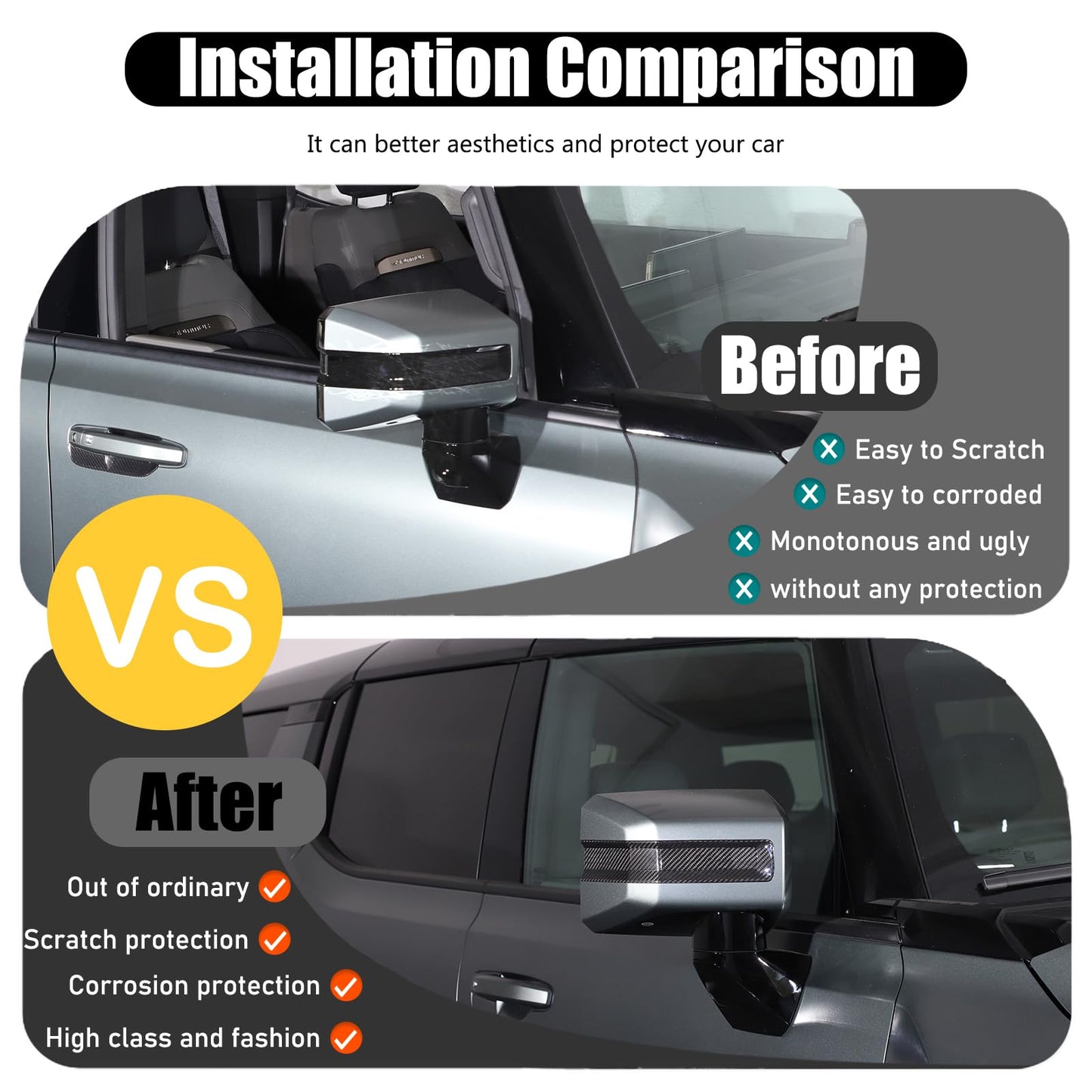for Hummer EV SUV Pickup Accessories Rear View Mirror Side Molding Cover Trims,Genuine Carbon Fiber Rearview Mirror Molding Protector for Hummer EV SUV Truck 2022-2024-2025 (Black)