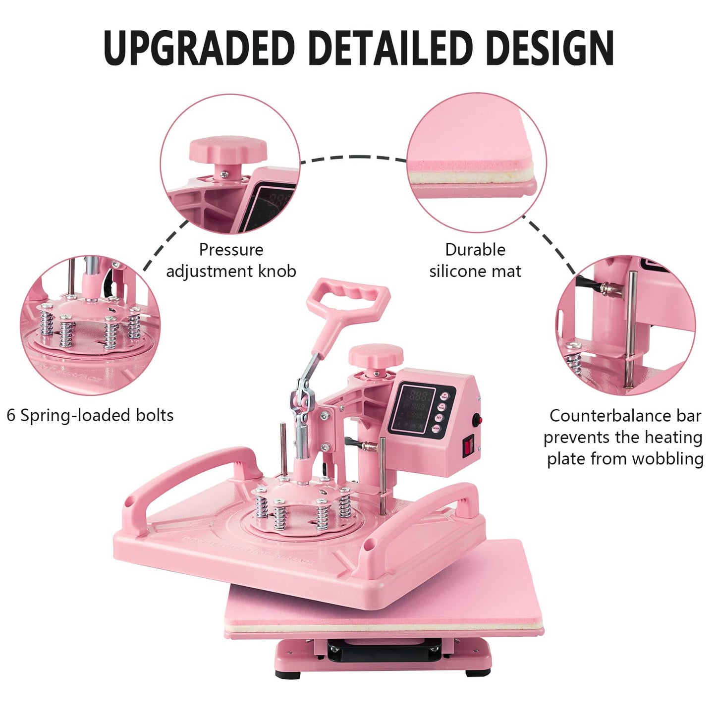 Hitgrand Heat Press Machine 12x15 inch, Heat Press Machine for T-Shirts, 5 in 1 Heat Press with 30 OZ Tumbler Press, Combo Tumbler Heat Press Machines Sublimation for Hat Cap Mug Plate