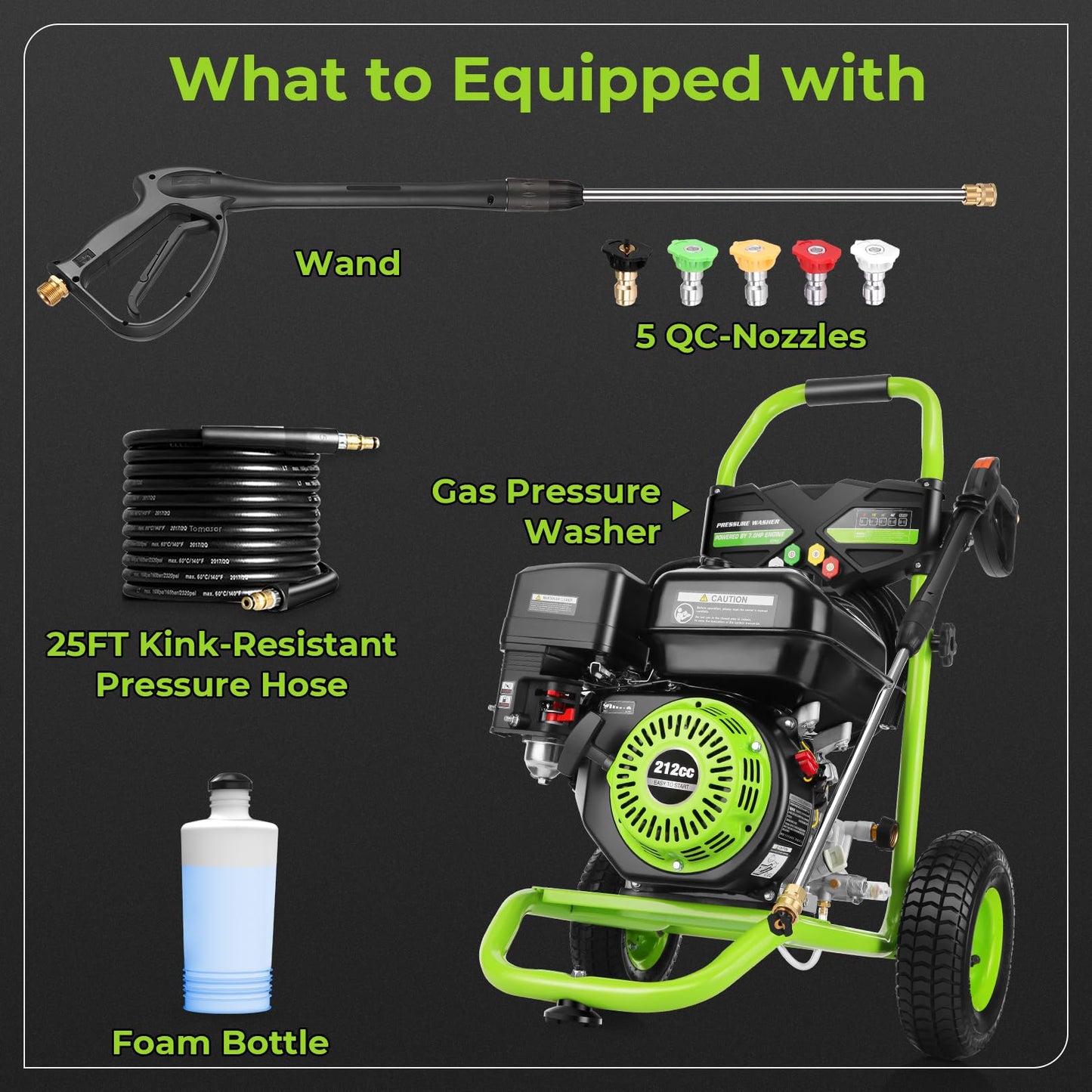 4200PSI Gas Pressure Washer 4.0GPM Gas Power Washer 212CC Gas Powered Washing Machine Commercial High Pressure Washer with 25ft Hose&5 Nozzles for Patio Garden Yard Vehicle,EPA/CARB/ETL