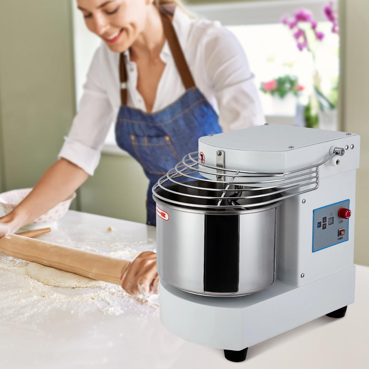 YardYonder Commercial 10.5QT Dough Mixer,Food Mixer Machine 650W Dual-Rotation Kneading with Touchscreen Timer & Safety Shield, for Bakeries, Pizza Restaurants, Commercial Kitchens