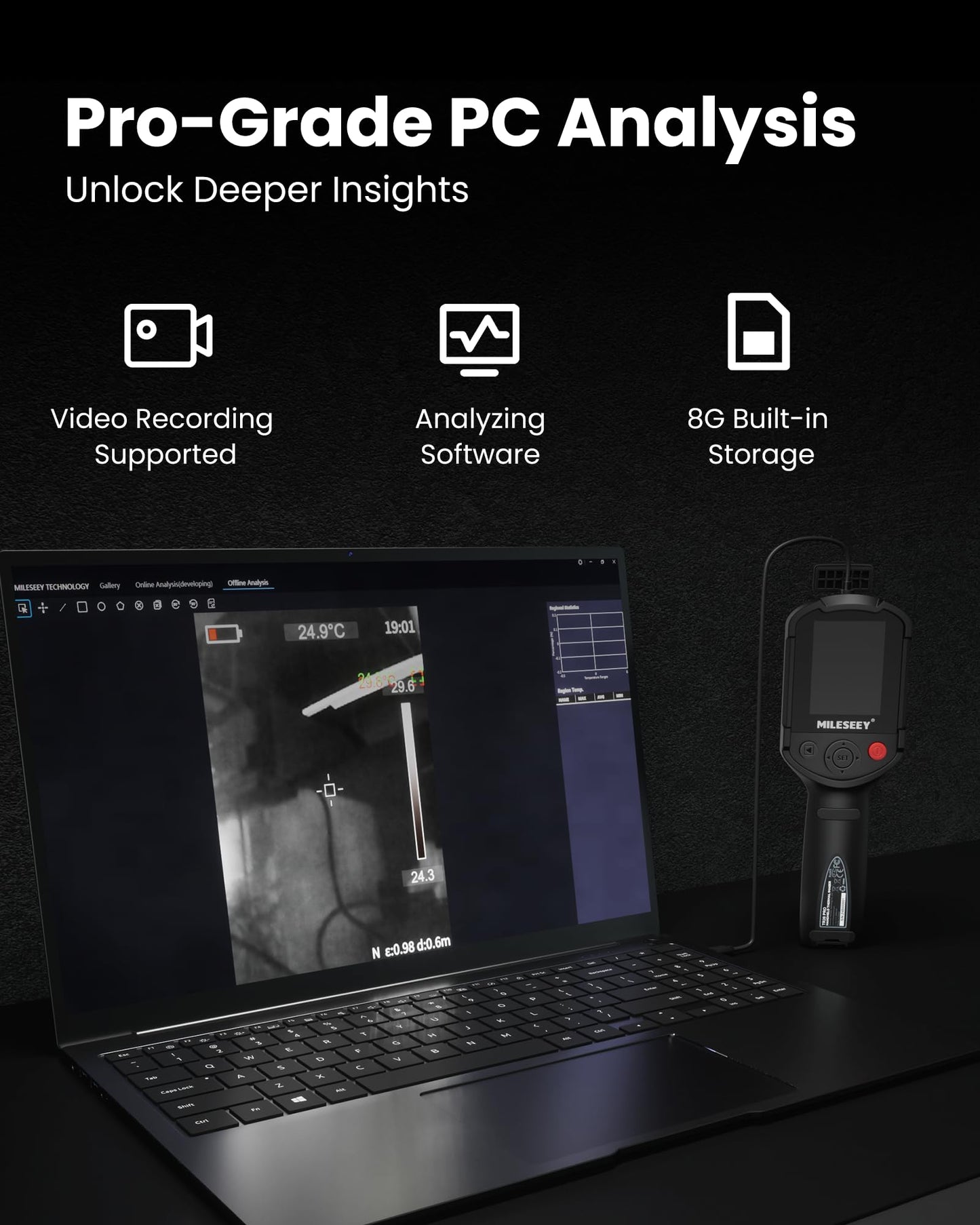 MiLESEEY TR20 Pro Thermal Imaging Camera, Handheld Infrared Imager with 320 x 240 Resolution, 50Hz Refresh Rate, Dual-Camera Handheld Infrared Thermal Imaging Camera Supporting PC Software Analysis
