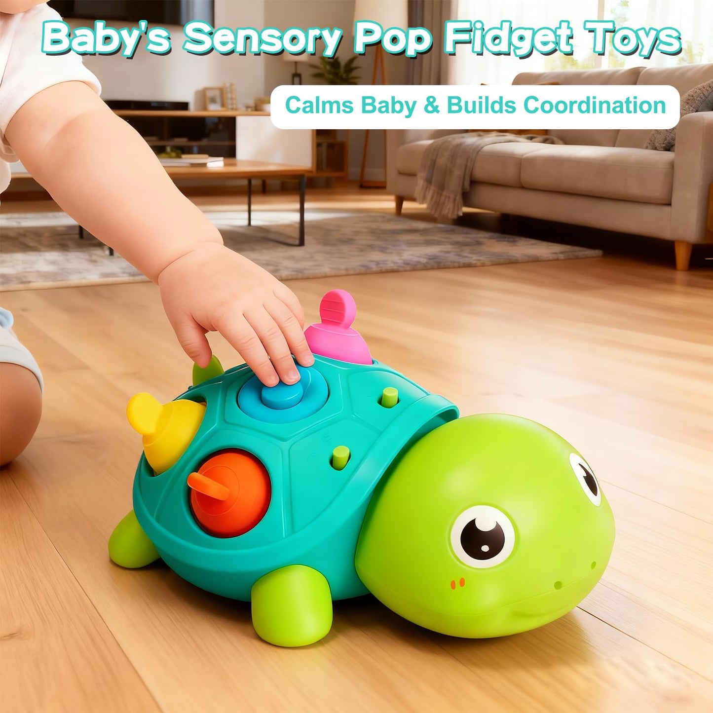 Baby Crawling Turtle Toy 6 9 12 18 Months, Infant Tummy Time Sensory Musical Teething Toys, Toddler Walking Learning Motor Skill Development for 1 2 3 Year Old Boy Girl Birthday Gift