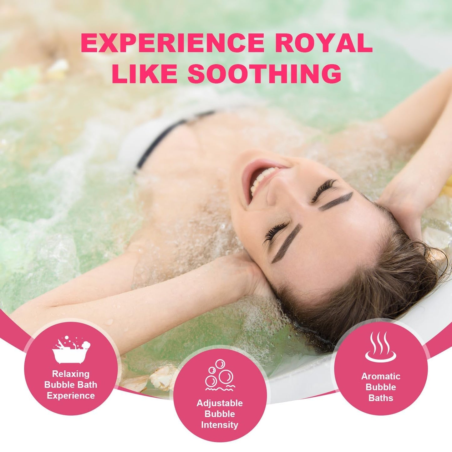Flgocexs Portable Spa Bubble Bath Massager,Full Body Waterproof Spa Mat for Bathtub, 6-Speed Bubbles, Remote Control & Non-Slip Suction Cups for Home Relaxation (Blue)