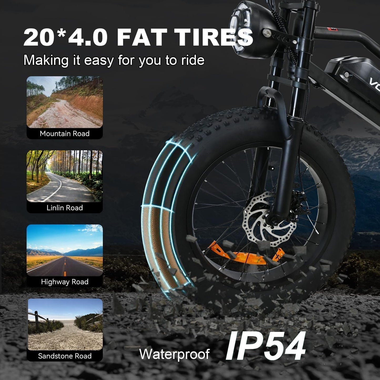 ciloovy Electric Bike for Adults, 750W Peak Motor 28 MPH 50Miles, Fat Tire Ebike with 48V Removable Battery 20"x4.0" ebikes for Adults Hydraulic Suspension and 7-Speed, All-Terrain Unisex ebikes
