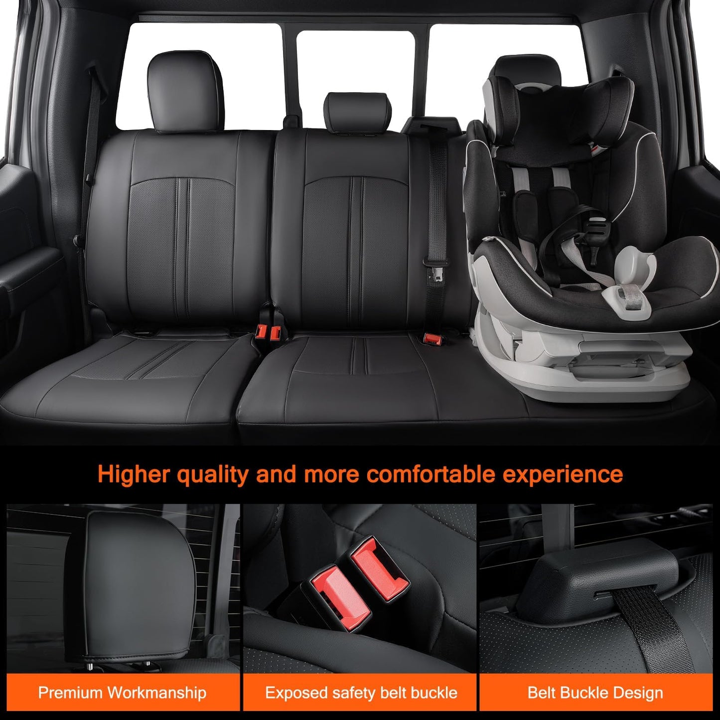 Super Cover for Ford F150 Seat Covers 2015-2025, Full Covered Leather Truck Pickup Seat Protectors for F-150 2025 2024 2023 2022 2021 Accessories, Only Fit 1st Row Bucket Seat SuperCrew (XL,XLT)