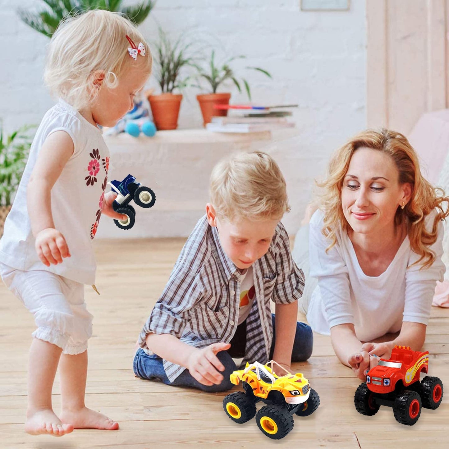 GOLDINPOT Monster Machines Toy Truck & Figure Set - Friction-Powered Stunt Vehicles, Durable ABS Construction Drop-Resistant for 3-6 Year Old Toddlers Kids | Push & Go Monster Cars for Pretend Play