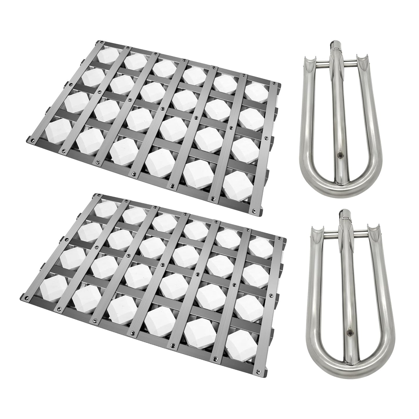 Folocy 18.125" Grill Burners Grill Briquette Tray for Alfresco ALX2-30C, ALX2-42C, ALX2-42RFG, ALX2-56, ALX2-56BFG, BBQ Pipe Tubes Ceramic Briquettes Grill Replacement Parts Stainless Steel
