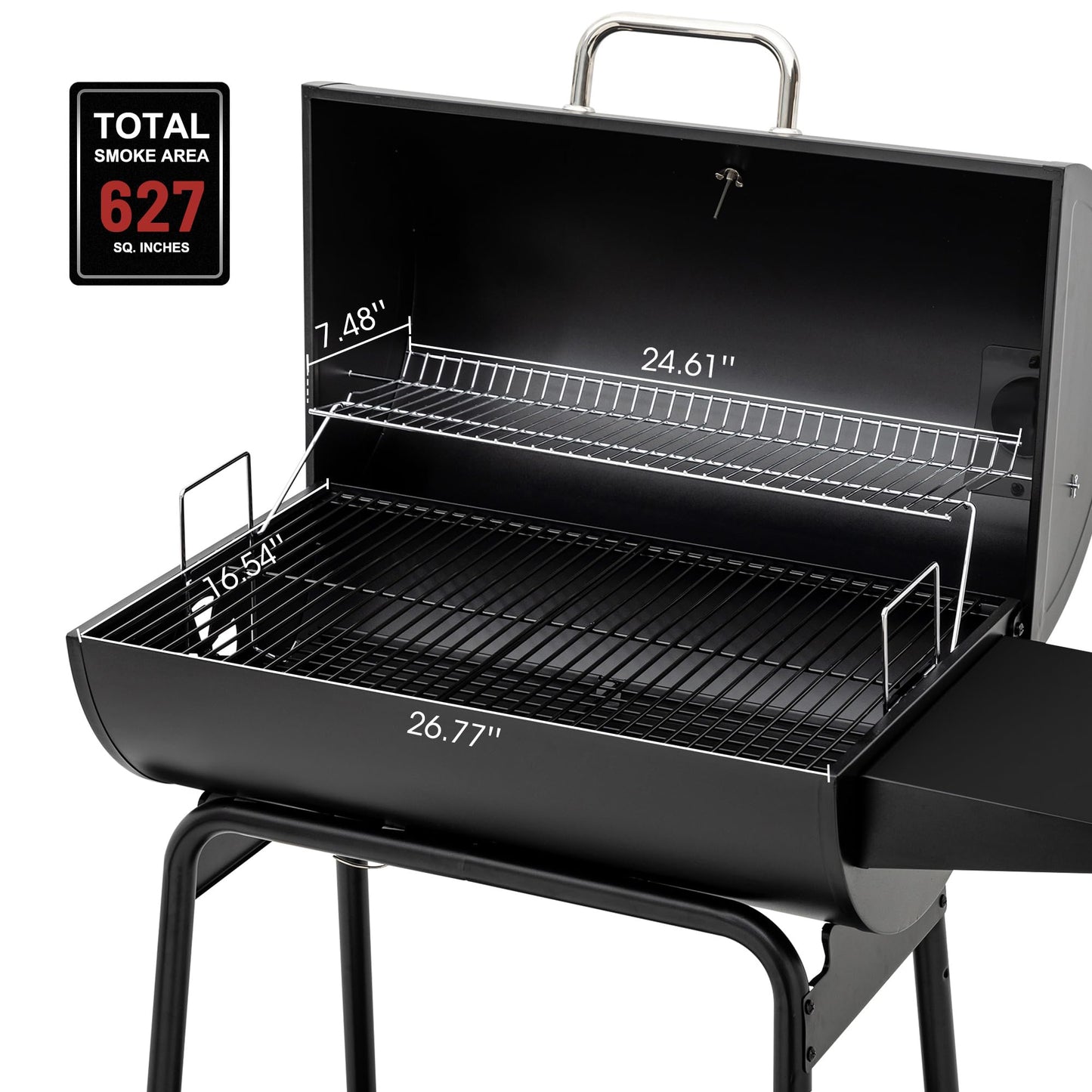 Royal Gourmet CC1830 30 Inch Barrel Charcoal Grill with Warming Rack, Outdoor BBQ Grill with 627 Sq. In. Grilling Space for Backyard, Patio and Parties, Black