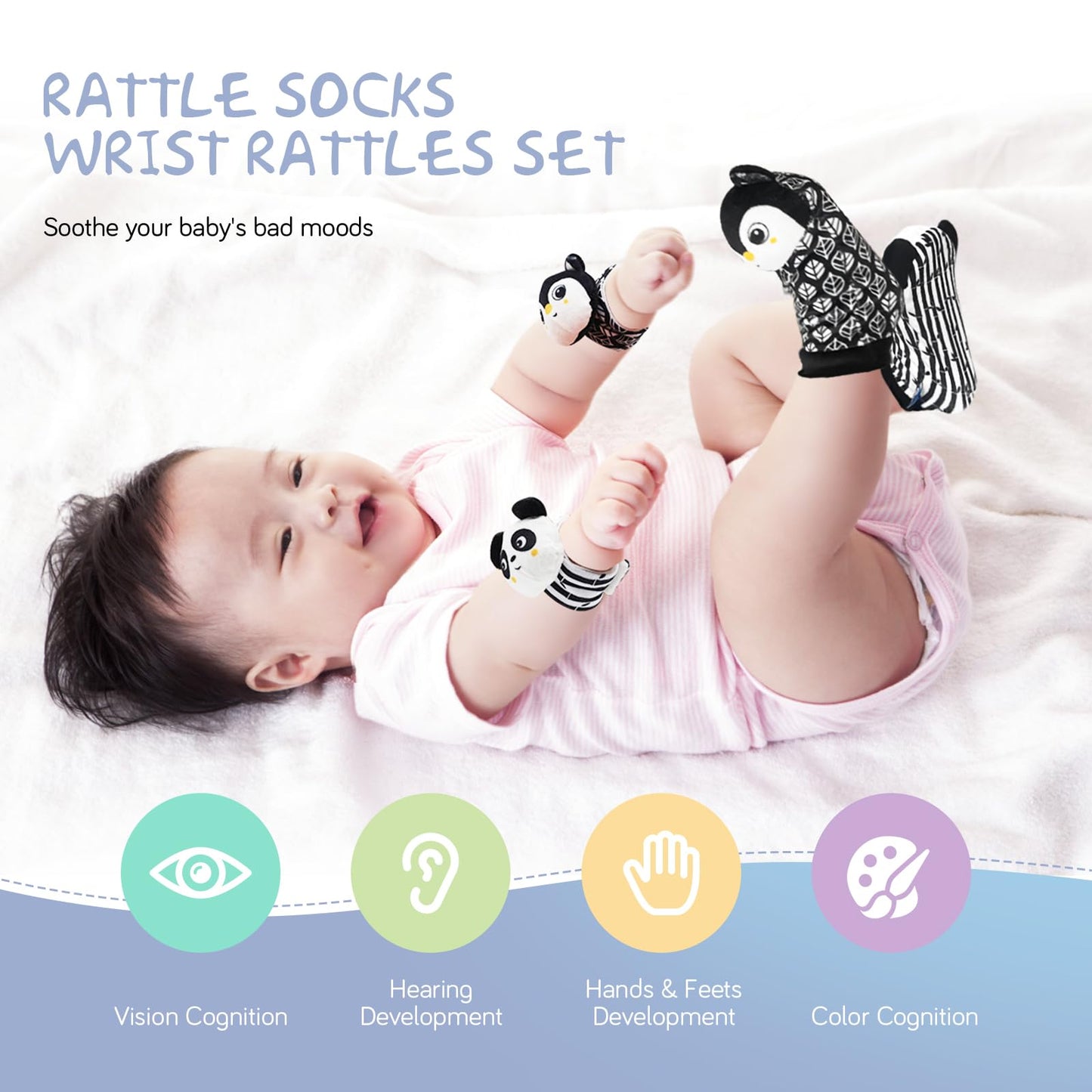vocheer Black and White Baby Toys, 7 in 1 Sensory Toys for Infants, Tummy Time Toy Newborn 0-3 Months Brain Development, High Contrast Baby Cards Infant Montessori Toy Gift