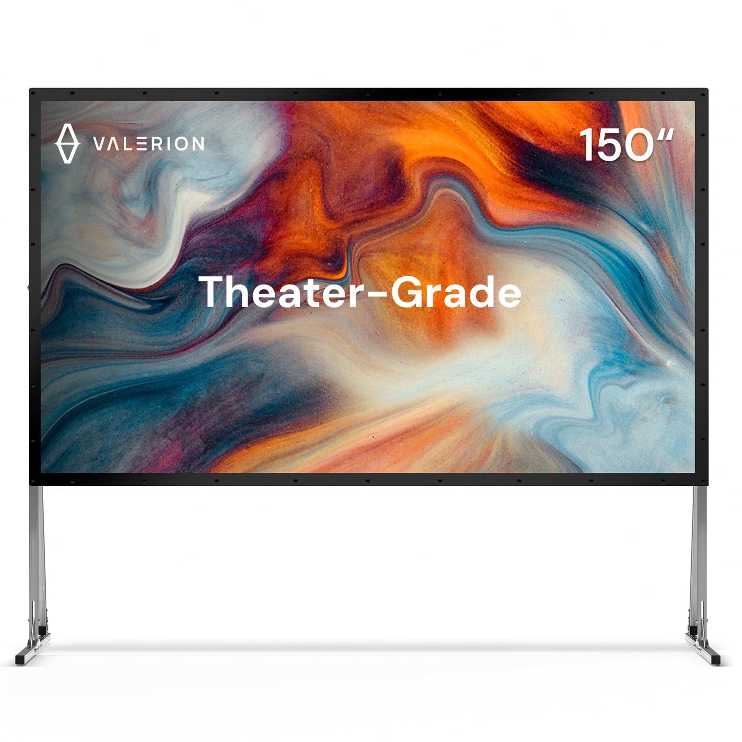 Valerion 150" Outdoor Projector Screen with Stand – 3-Min Setup, Wheeled Carry Bag, 4K/8K UHD Support, Freestanding, Portable Alloy Frame, 16:9 HD, Lightweight for Camping, Backyard, Home Theater