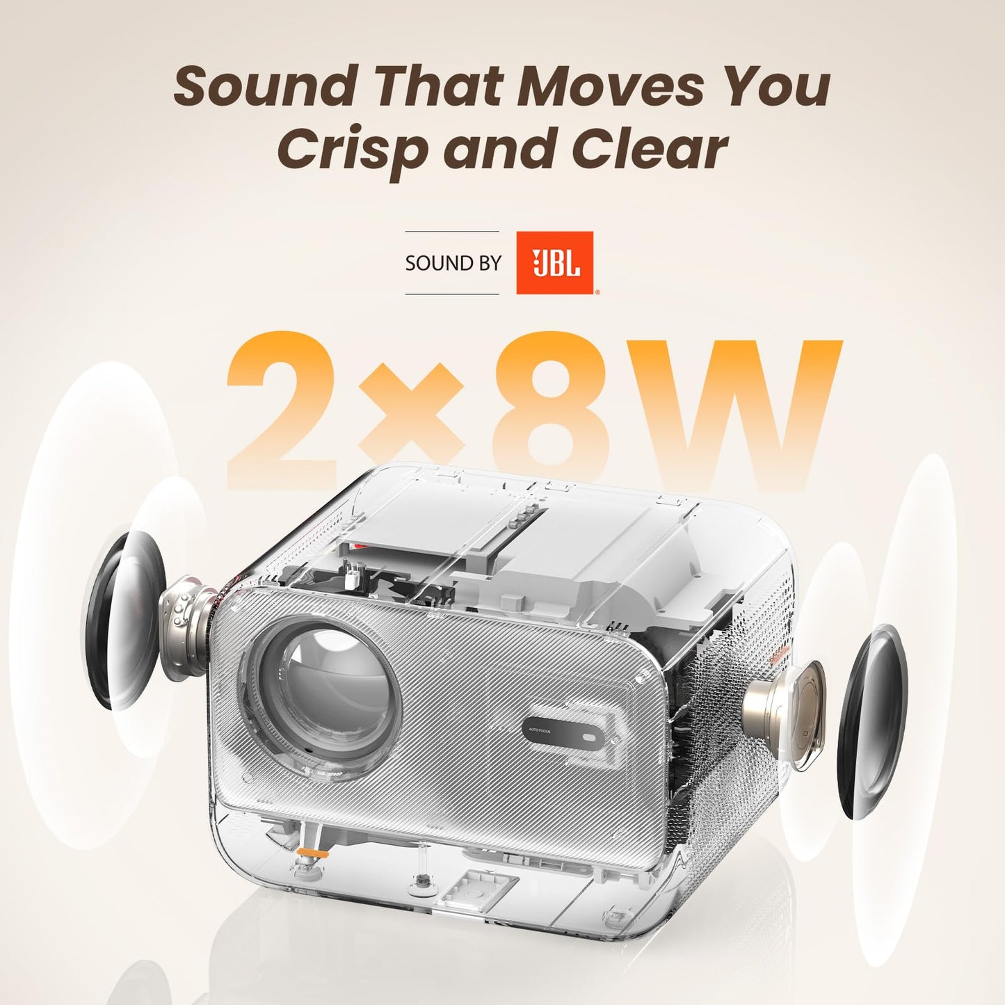 [Sound by JBL & Seamless Autofocus] Yaber 1080P Projector with WiFi 6 and Bluetooth, Portable Outdoor Movie Projector, Home Theater Projector for iPhone/TV Stick/HDMI/USB/Laptop/PS5-White