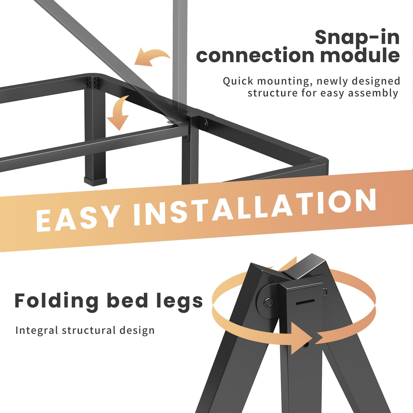 VIPSHOW 14 Inch King Heavy Duty 3500 lbs Bed Frame with Round-Corner Legs & Anti-Squeak Design – Quick Assembly Metal Platform, No Box Spring Needed