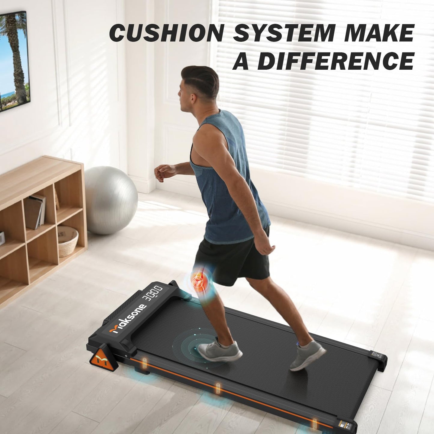 Maksone Walking Pad with Adjustable Incline,Under Desk Treadmill for Home/Office,Portable Treadmills,Installation-Free,with Remote Control