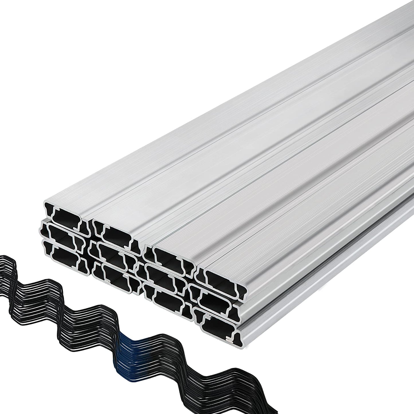 VEVOR Greenhouse Spring Wire and Lock Channel 50 Packs, 6.56 ft PE Coated Aluminum Alloy Bundle Kit, Plastic Poly Film or Shade Cloth Attachment w/Screws, Silver