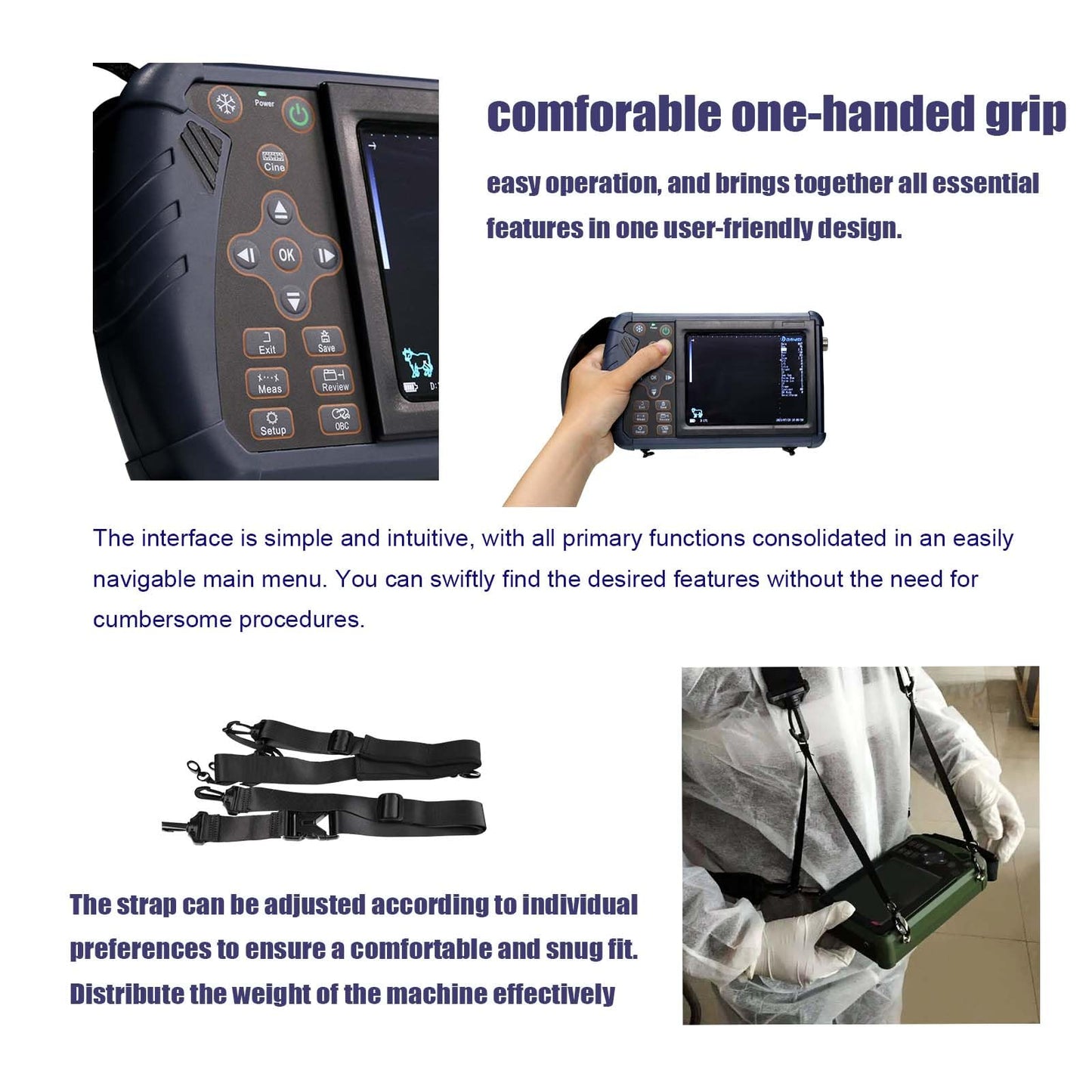 DAWEIanimed DAWEI Portable Ultrasound Machine Vet Ultrasound Scanner for Pregnancy with 3.5Mhz Rectal Convex Probe for Hoese,Cattle,Cow,Goat,Pig Livestock