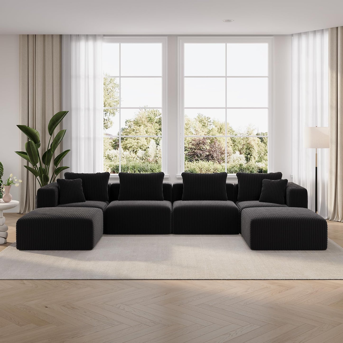 Novilla 141" Modular Sectional Sofa, Modern Cloud Sectional Couch with Smarts Coil® Support, U-Shape Boneless Couch for Living Room Apartments Bedroom, No Assembly Required (4 Seater + 2 Ottoman)