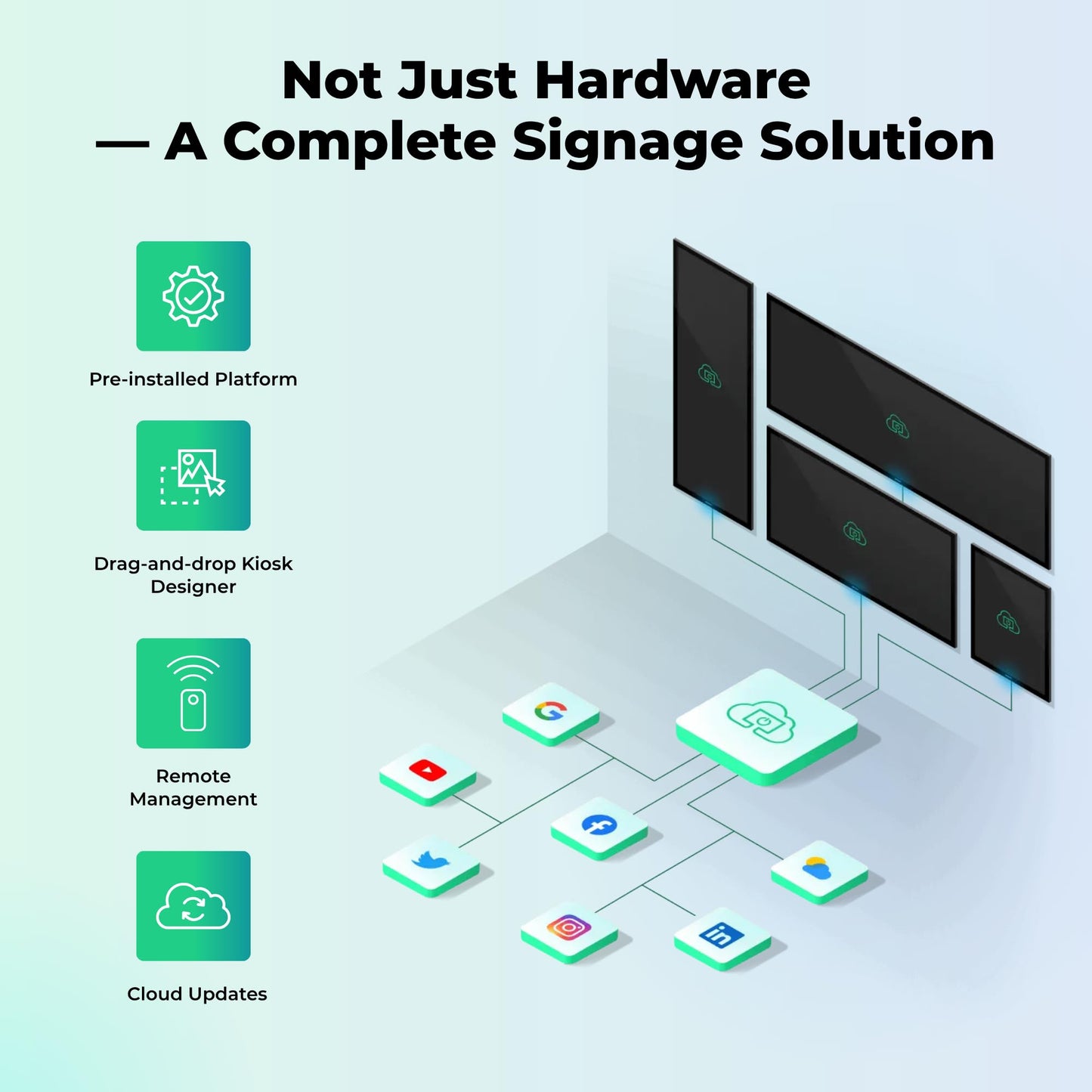 OptiSigns OptiKiosk 32 – Digital Signage Kiosk with 32” Touchscreen, Full HD Display, Preloaded Software for Remote Management, Subscription Required (with Stand & Rechargeable Battery)