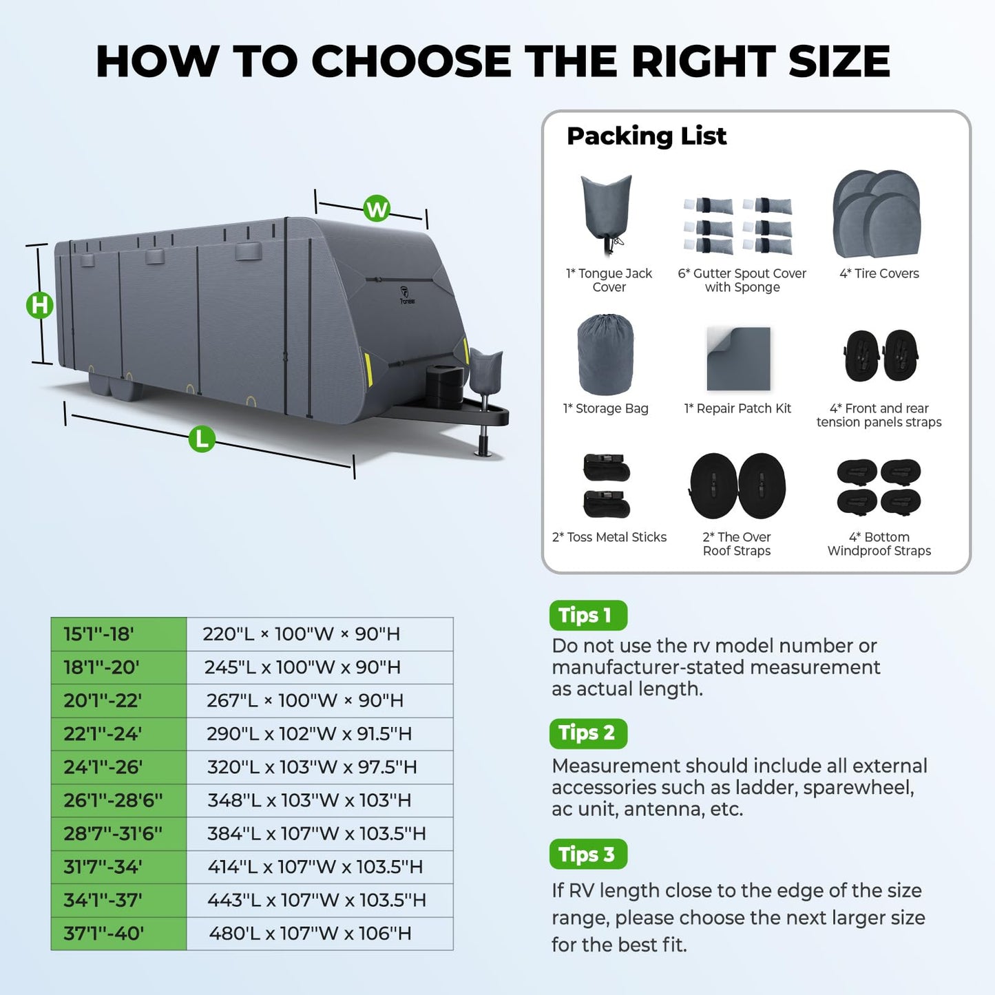 Fonzier RV Cover Extra Thick 7 Layers Travel Trailer RV Cover, Anti-UV, Weatherproof, Rip-Stop, Utility Heavy Duty RV Cover 31'7"-34'