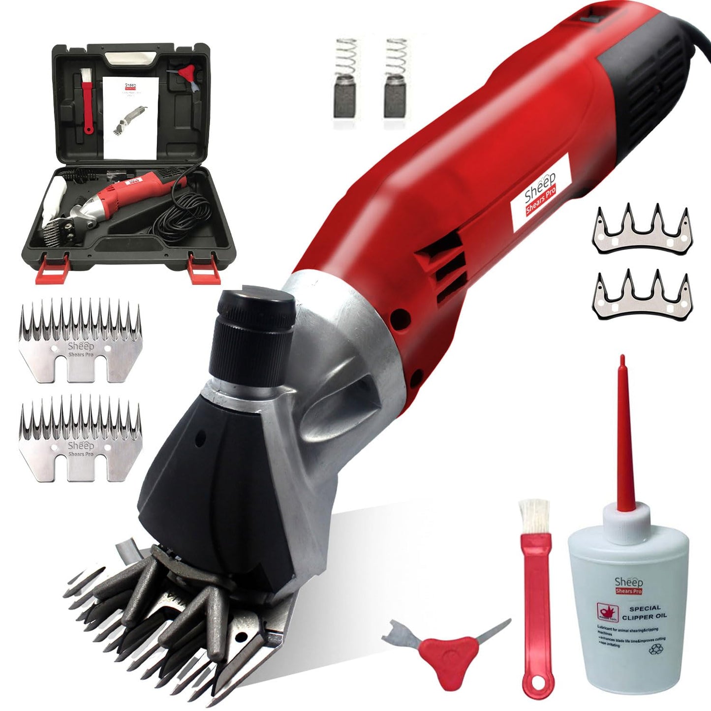 Sheep Shears Pro 110V 500W Professional Heavy Duty Electric Shearing Clippers with 6 Speed, 2 Blades, Shaving Fur Wool in Sheep, Goats, Cattle, Farm Livestock Pet, Grooming Carrying Case, Extra Blade