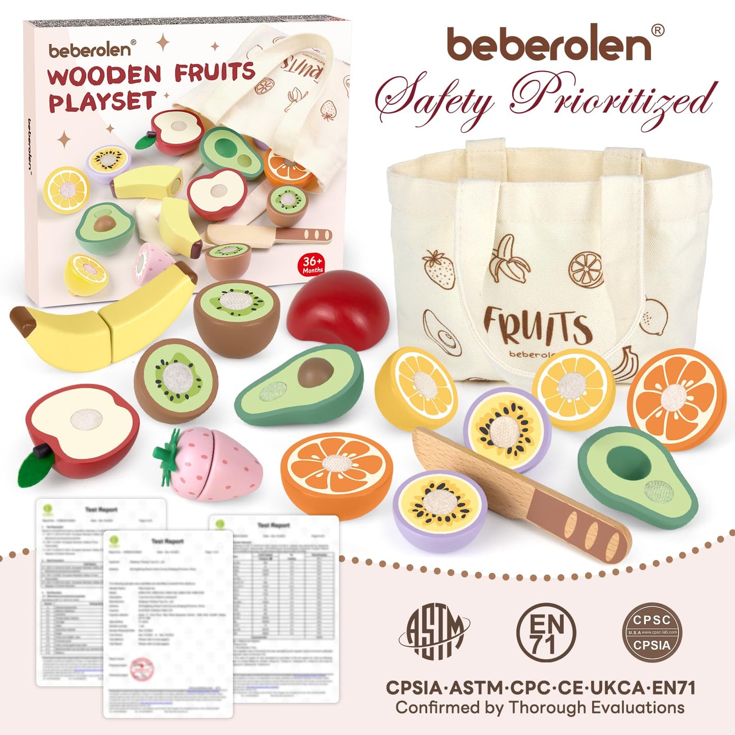 Play Food Sets for Kids Kitchen Wooden Food Toys for 3 Year Old Girl Boy Toddler Cutting Pretend Play Set Learning Toys Birthday Gift 1 2 3 Year Old Fruits