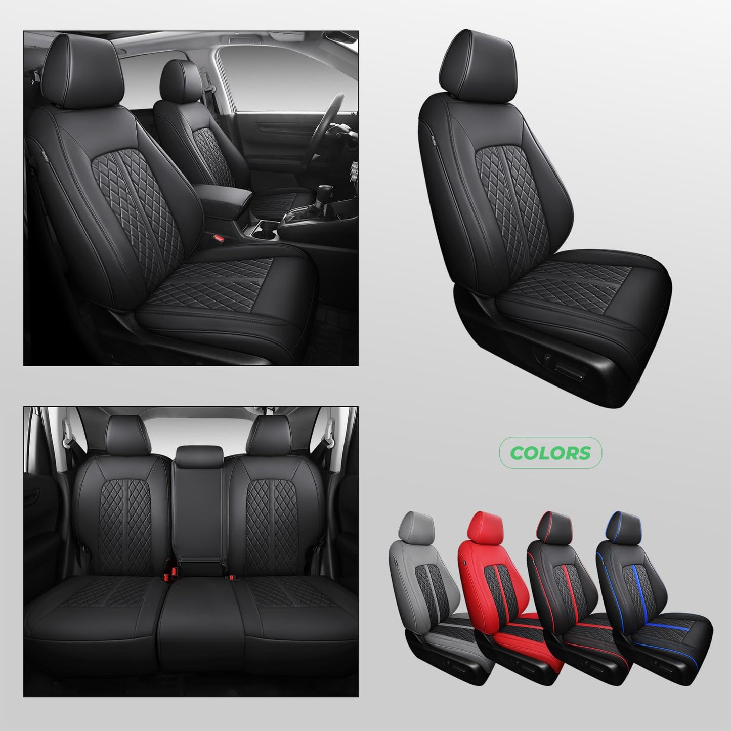RIDEPOSH for Honda HRV Seat Covers 2023 2024 2025 2026 Sport LX, Custom Fit Car Seat Cover Full Set, Waterproof Leather HR-V Seat Protectors, SUV Cushions Accessories, Black, NOT Fit for EX-L