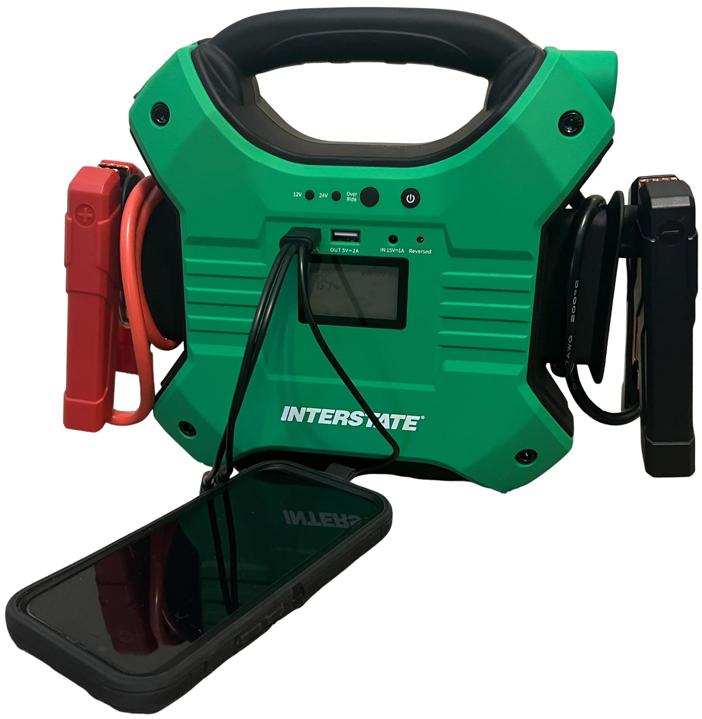 Interstate Batteries 24V, 12V Jump Starter and Charger 1200A, 600A (35,000mAH, 35Ah) Portable LED LiFePo4 Jumpstart Battery Power Pack for Automotives, USB Electronics (JMP3500)