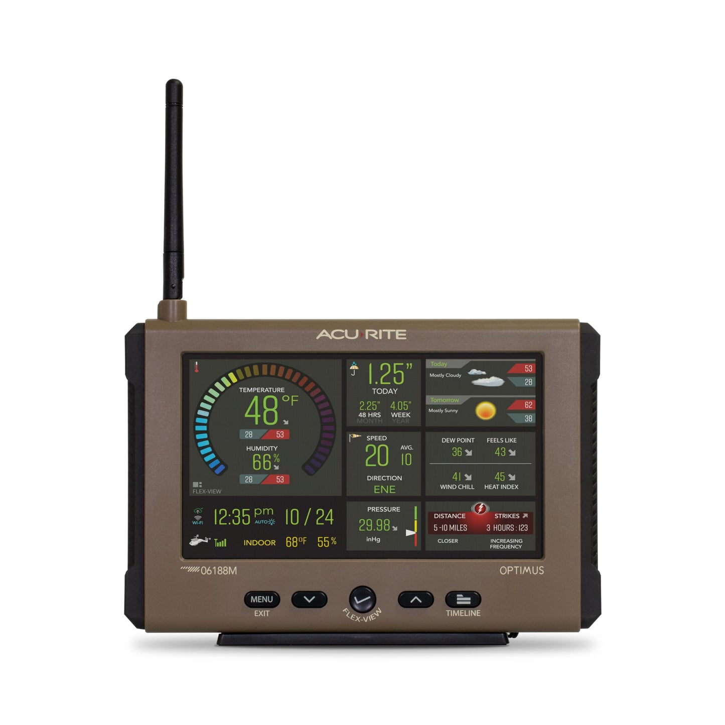AcuRite Optimus Weather Station with Wi-Fi HD Display, Built-in Barometer, Lightning Detection, Indoor/Outdoor Temperature and Humidity, Wind Speed/Direction, and Rainfall Measurements (01216MCB)