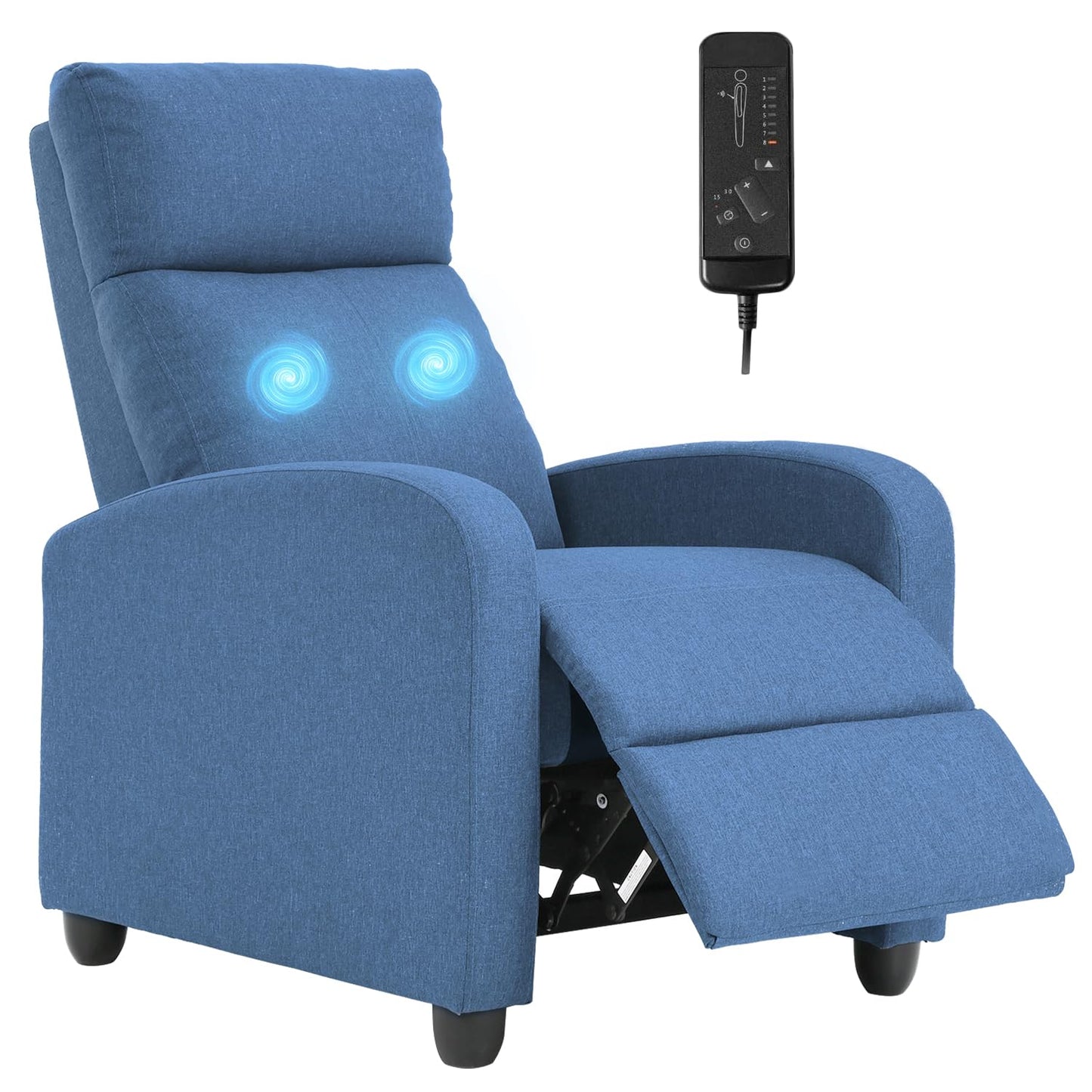 FDW Recliner Chair Massage Chair Reading Chair Reclining Sofa Home Theater Seating with Lumbar Support Massage and Padded Backrest for Living Room and Bedroom (Textile, Blue)