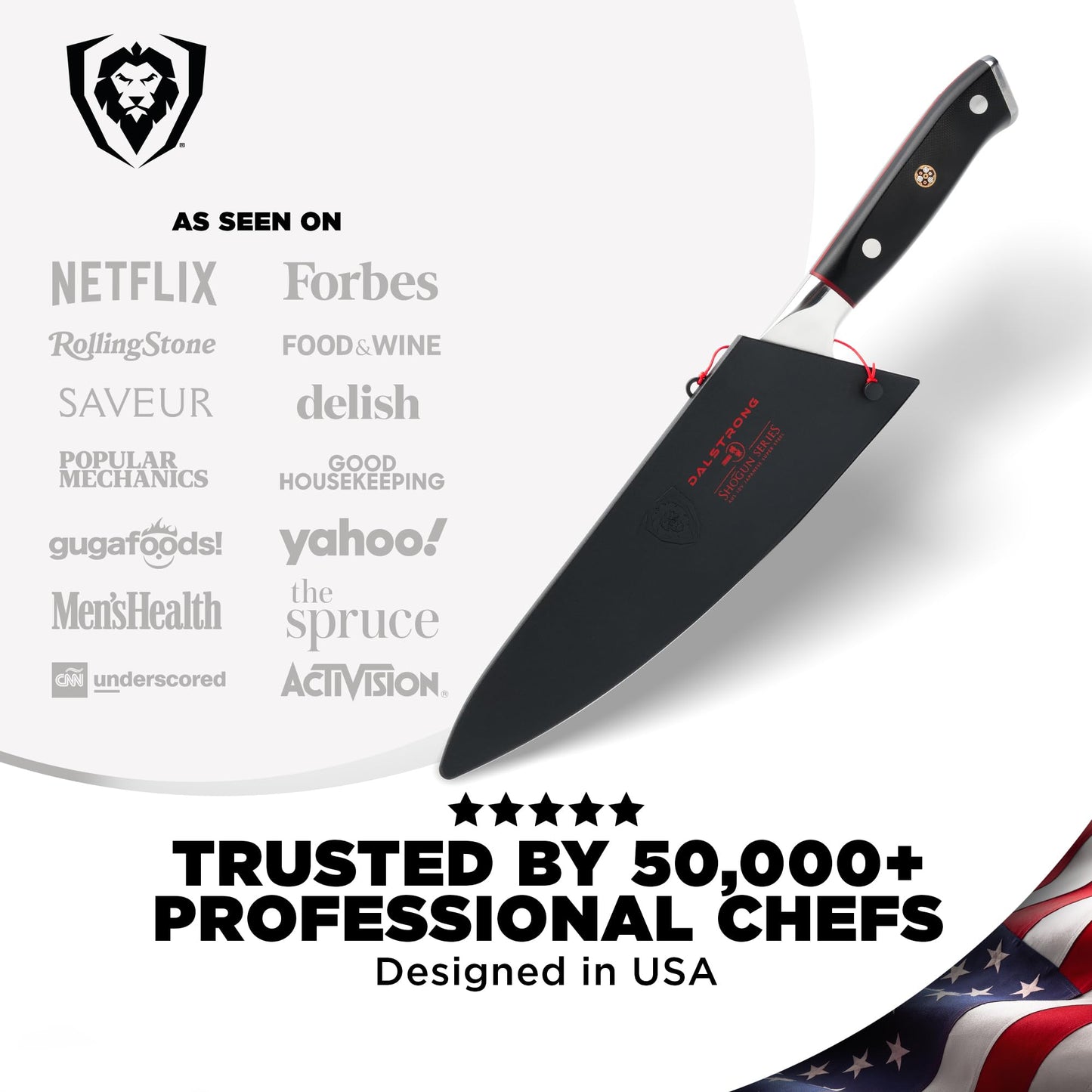 Dalstrong Chef Knife - 8 inch Blade - AUS-10V Japanese Steel - Full Tang - Black G10 Handle - Chef's Knife - Shogun Series ELITE - Razor Sharp Kitchen - Professional Premium Sheath