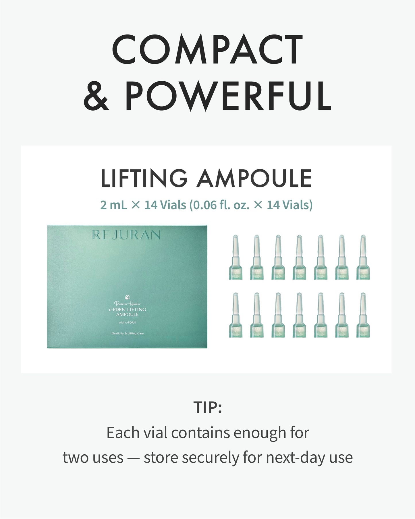 REJURAN® Recover c-PDRN® Lifting Ampoule - High Concentration Original PDRN Serum for Collagen Boost, Deep Hydration, Skin Soothing, Gentle Formula & Intensive Anti-Aging Korean Skincare. (2ml x 14)