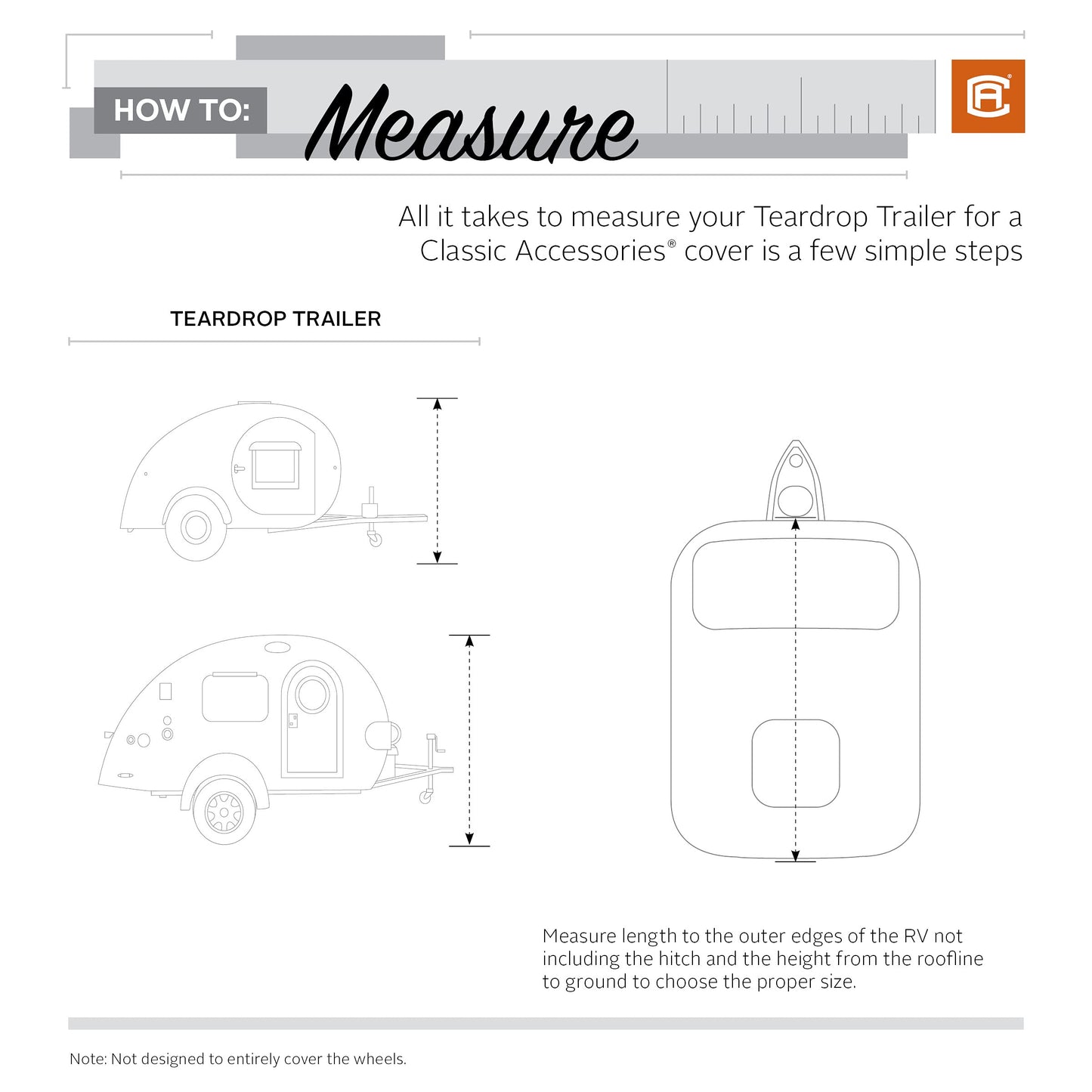Classic Accessories Over Drive PolyPRO3 Deluxe Teardrop Trailer Cover, Fits 8'-10'L Trailers, RV Cover, Camper Cover, Travel Trailer Cover