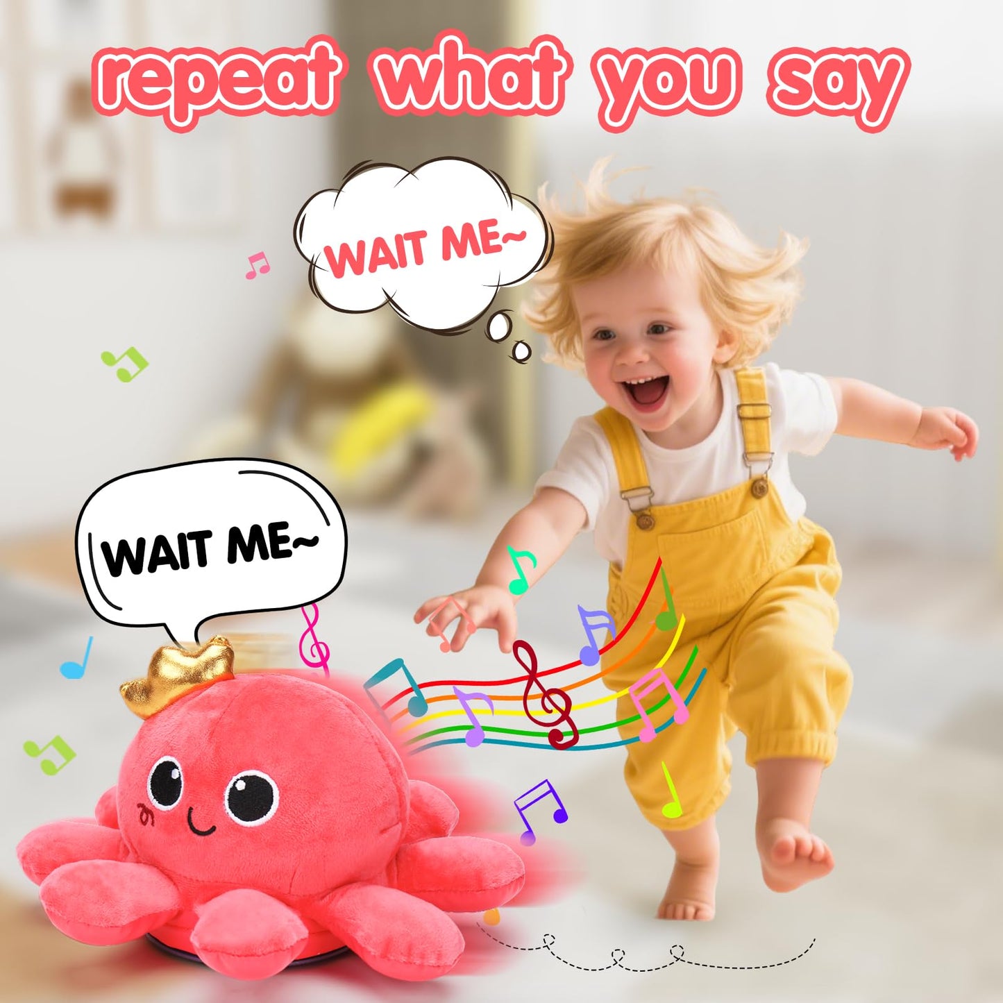 Baby Toys 6-12 Months Musical Crawling & Walking Octopus Plush Light up Stuffed Animal Dancing 1 Year Old Girl Gifts Music Sensory Infant Toy 0-6 7 8 9 Months Learning Newborn Baby Girls Birthday Gift